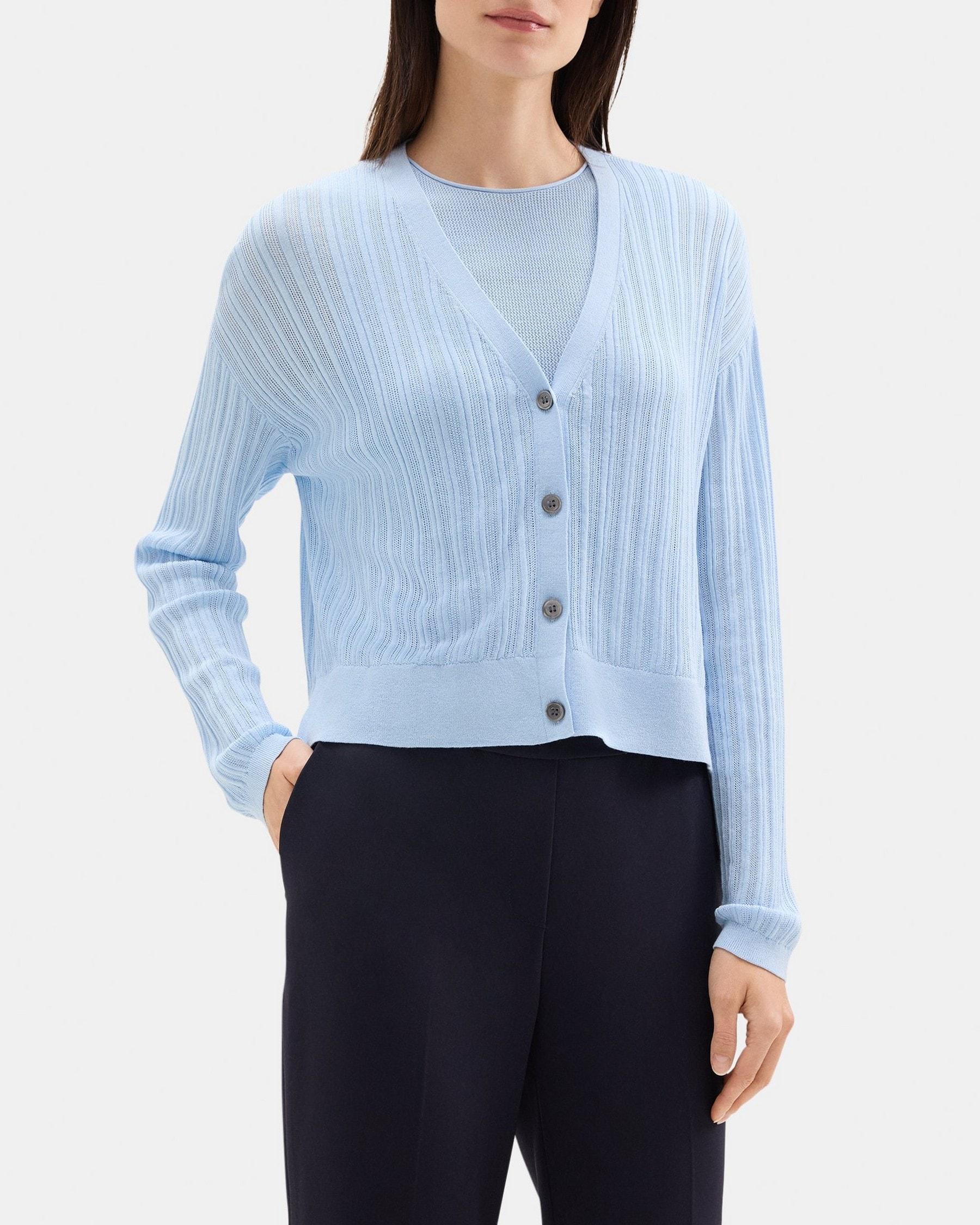 V-Neck Cardigan in Silk-Cotton Product Image