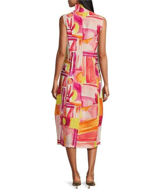 IC Collection Abstract Geo Print High Wire Collar Sleeveless Print Dress Product Image