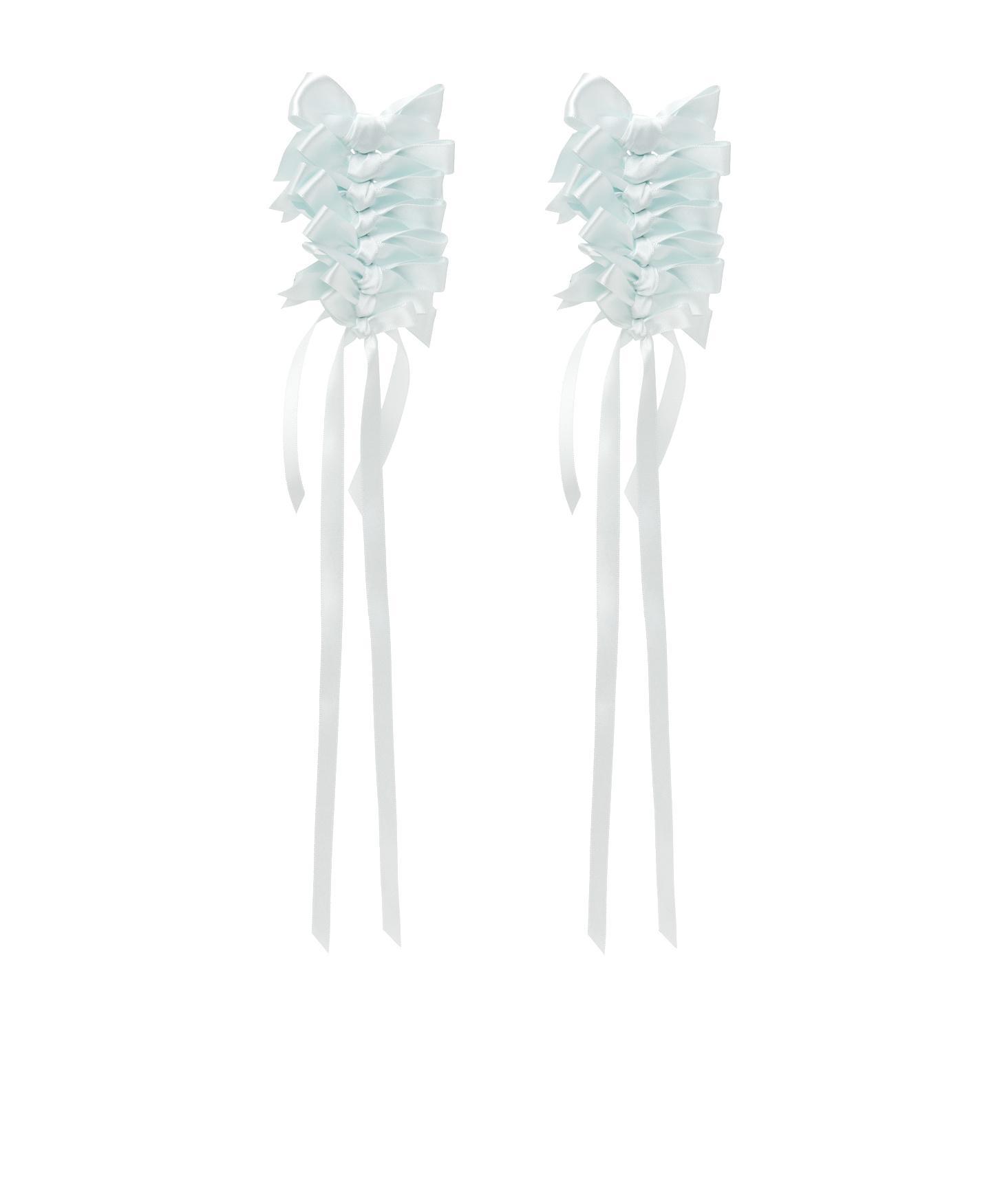 SIMONE ROCHA Long Rosette Bow Knot Earrings In White Product Image