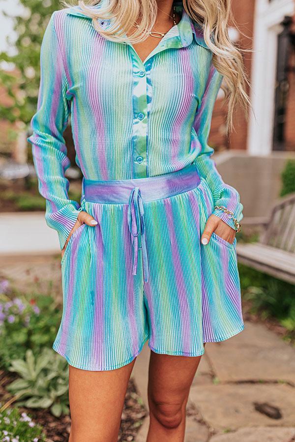 Delightful Dip Pleated Shorts In Sky Blue Product Image