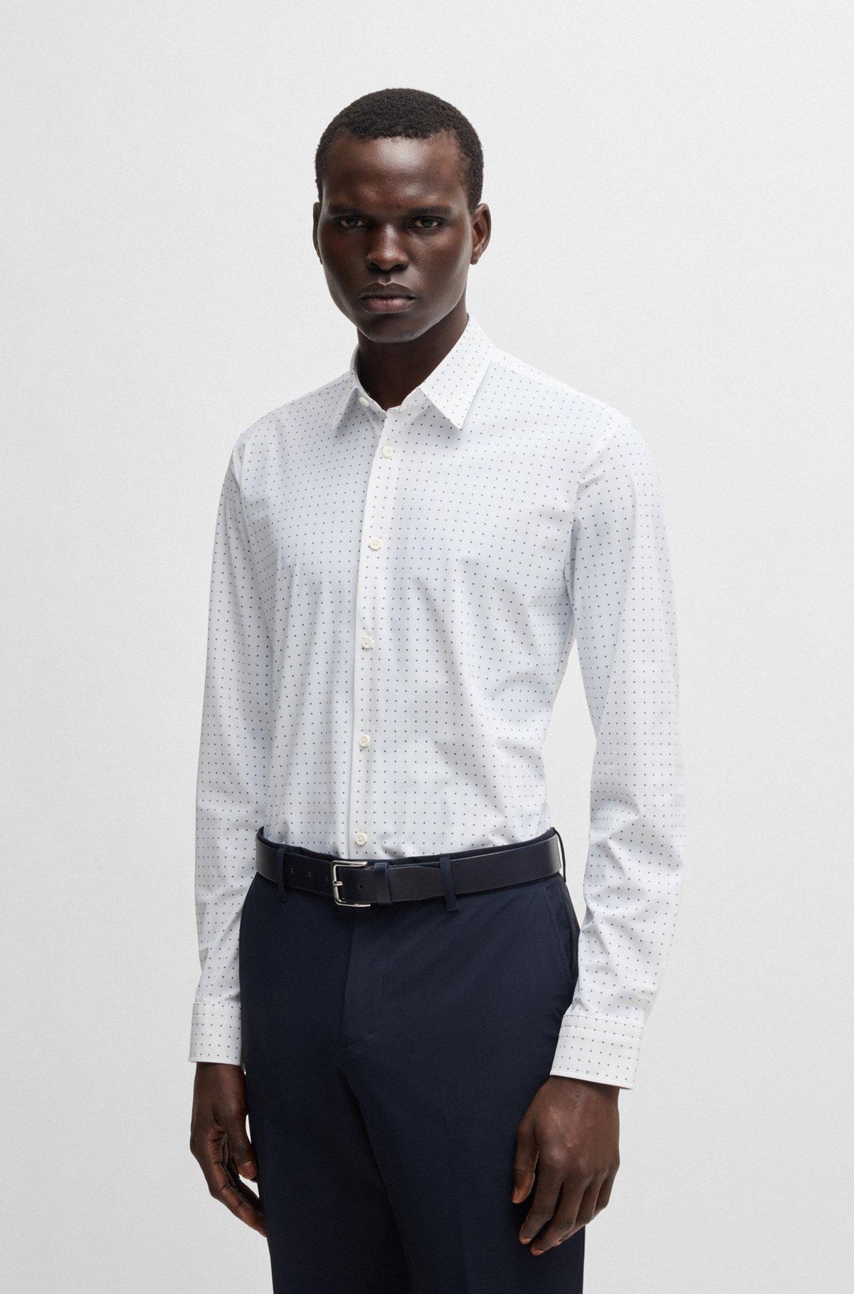 Slim-fit shirt in printed performance-stretch jersey Product Image