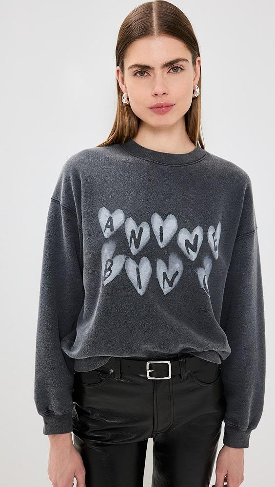 ANINE BING Spencer Sweatshirt Hearts | Shopbop Product Image