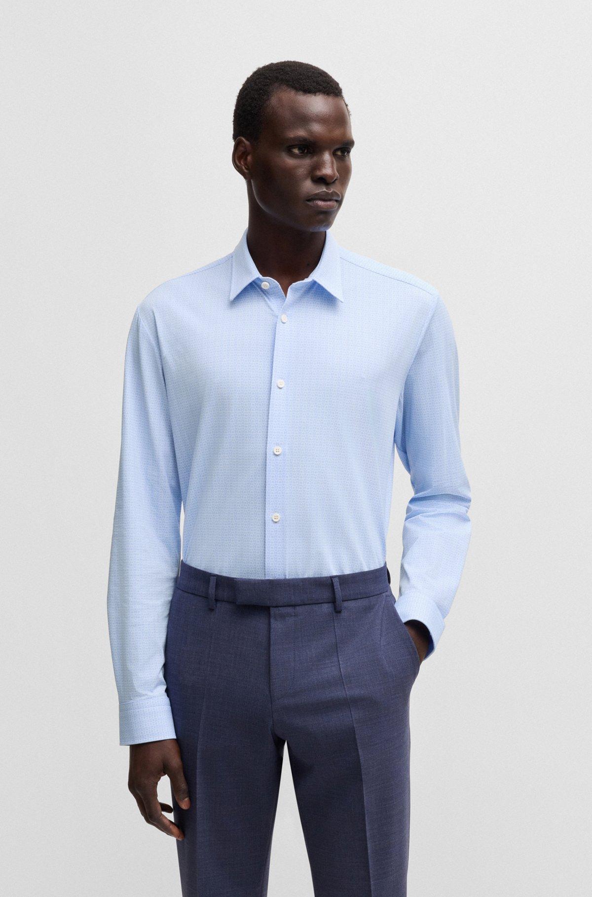 Slim-fit shirt in printed performance-stretch jersey Product Image