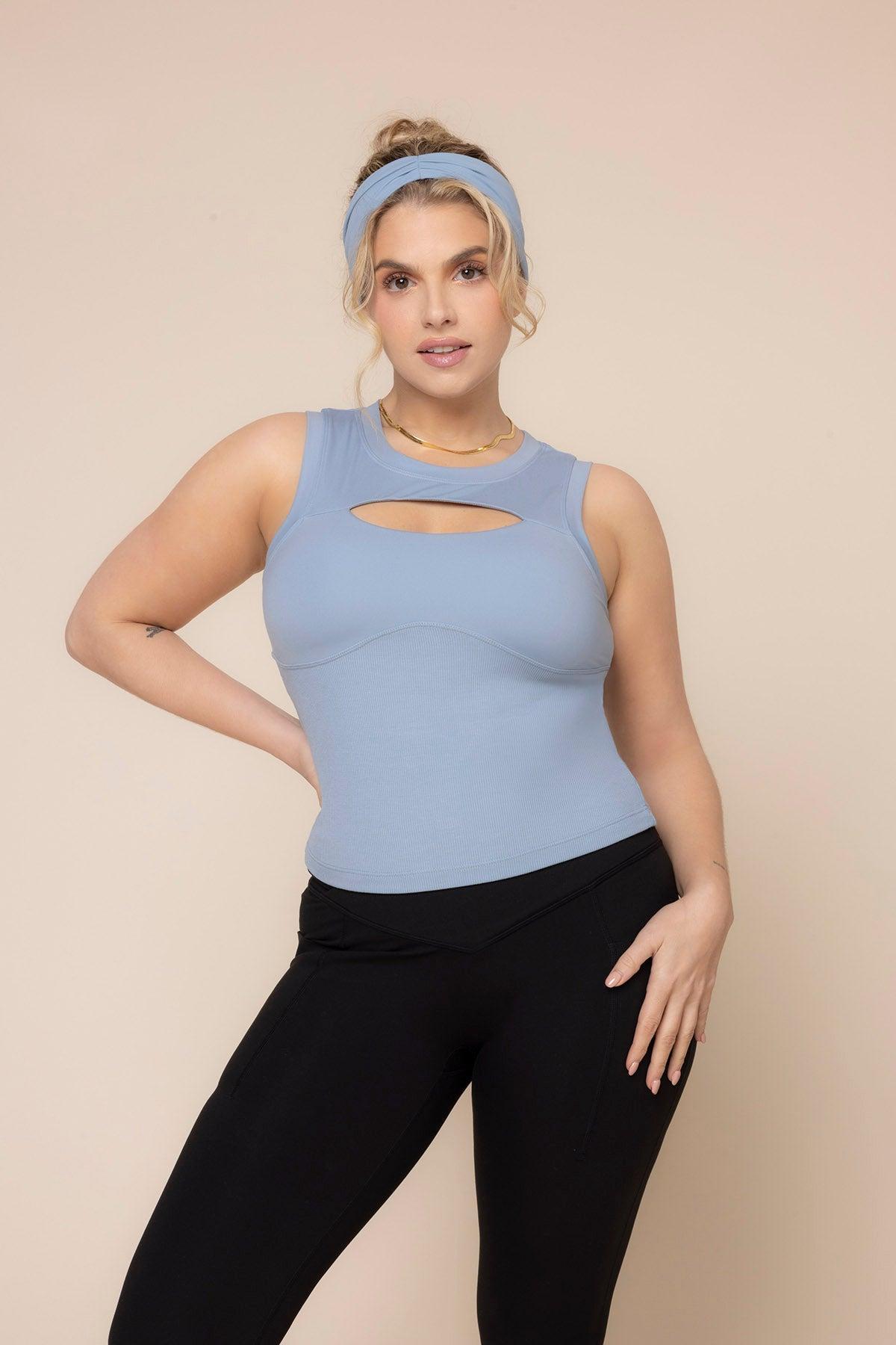 Peekaboo Crew Tank - Blue Storm Product Image