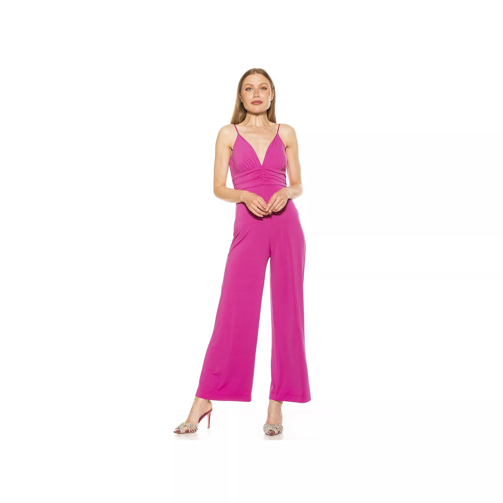 Women's ALEXIA ADMOR Eline V-Neck Wide-Leg Jumpsuit, Size: 10, Black Product Image