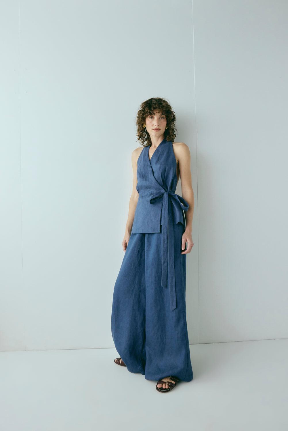 Raya Linen Pants Navy Product Image