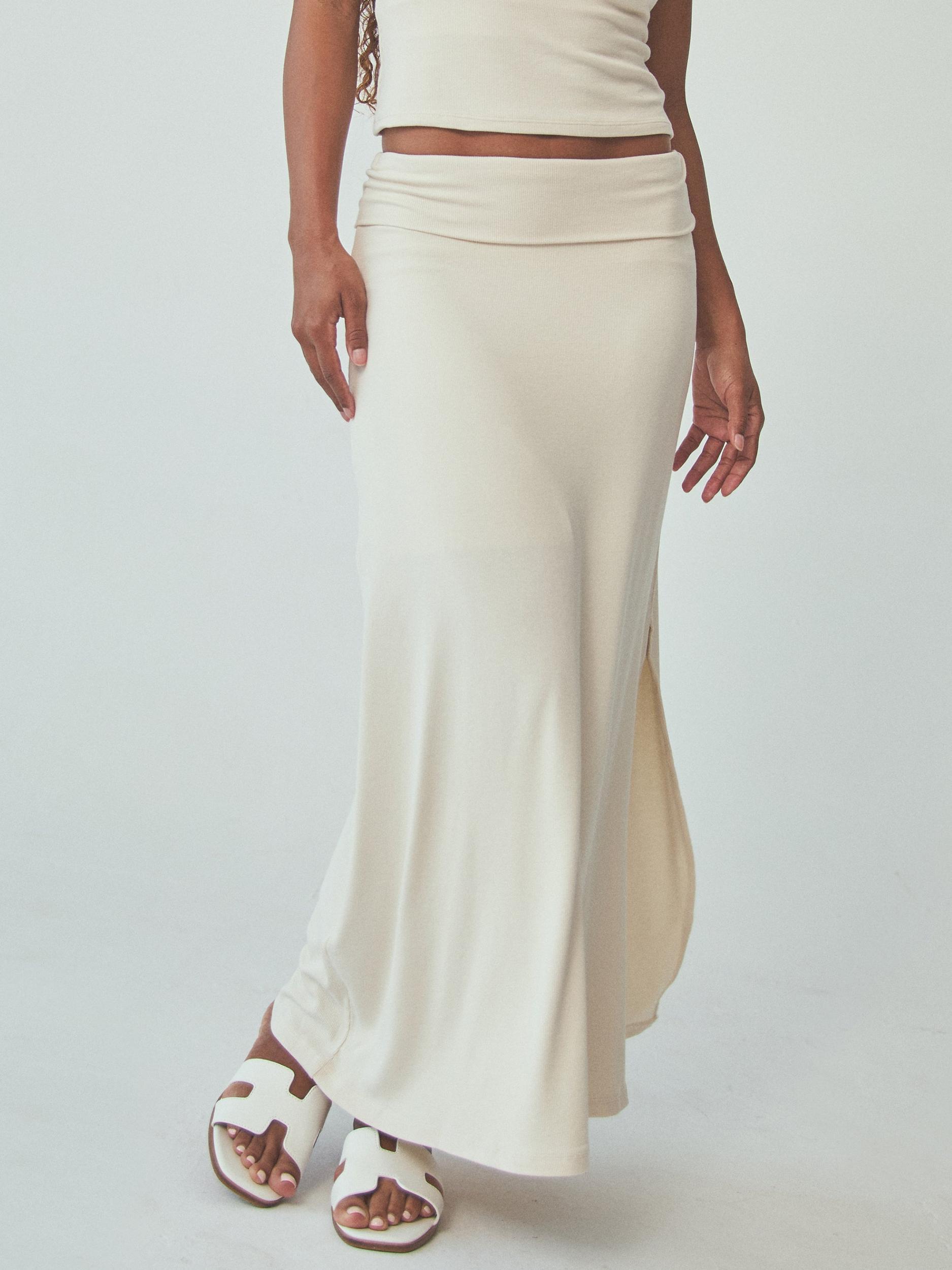 Ribbed Fold Over Maxi Skirt Product Image