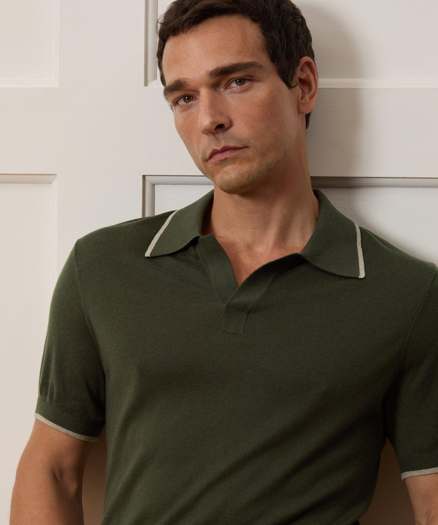 Silk-Cashmere Tipped Sweater Polo Product Image