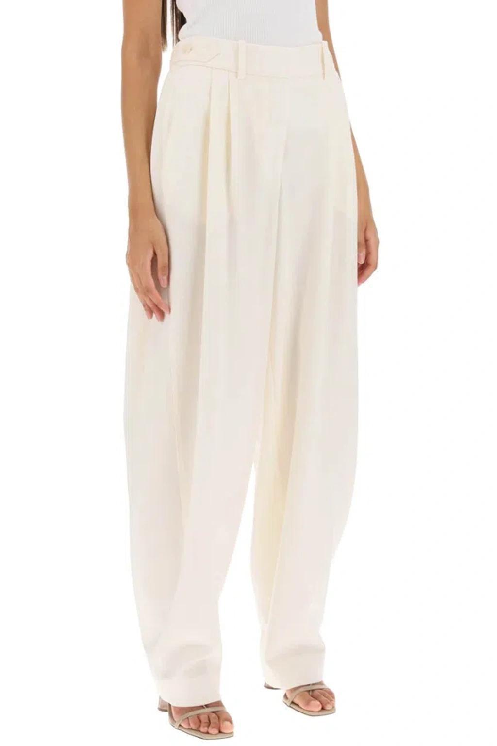 STELLA MCCARTNEY Pleated Wide Leg Trousers In Neutrals Product Image