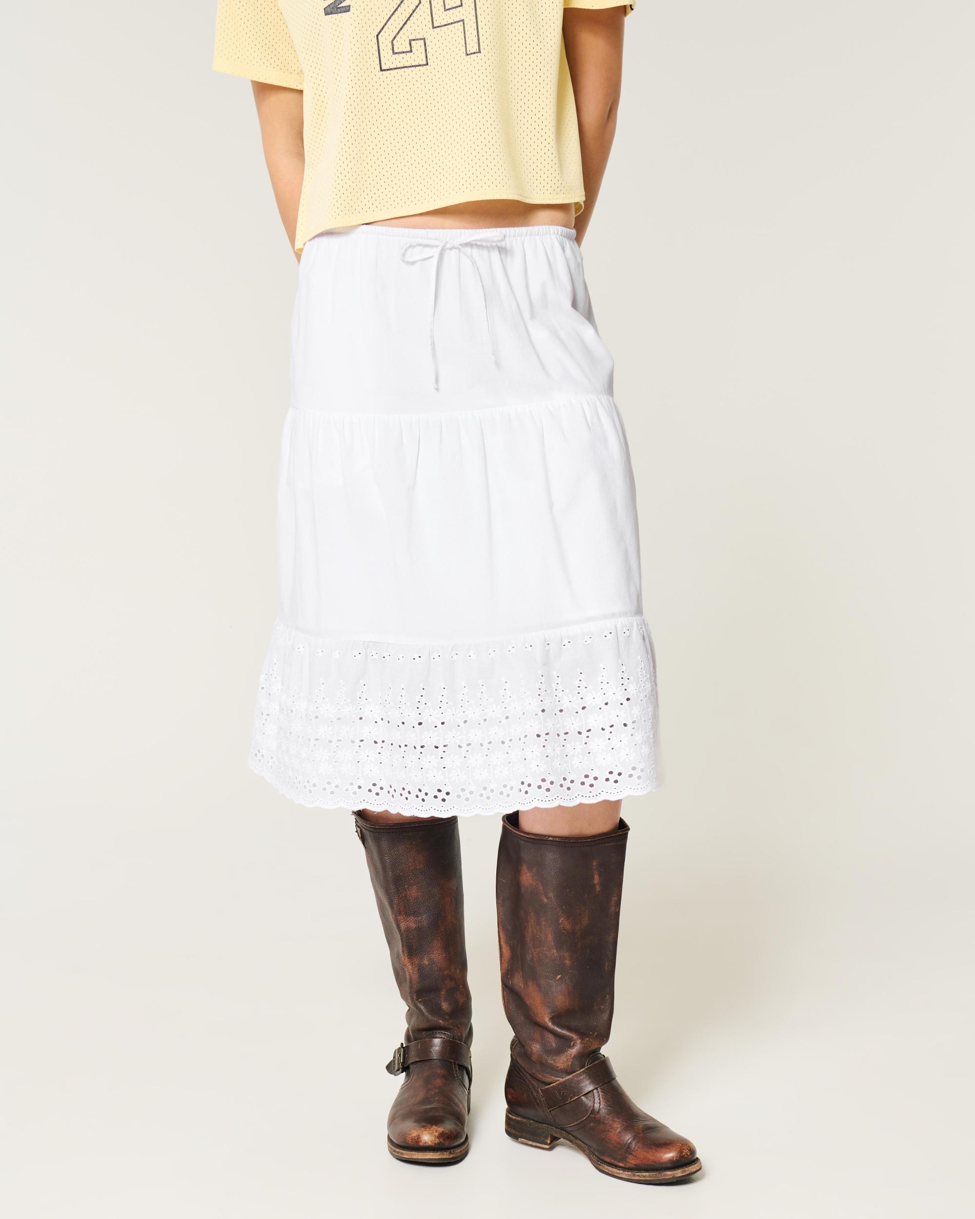 Embroidered Hem Midi Skirt Product Image