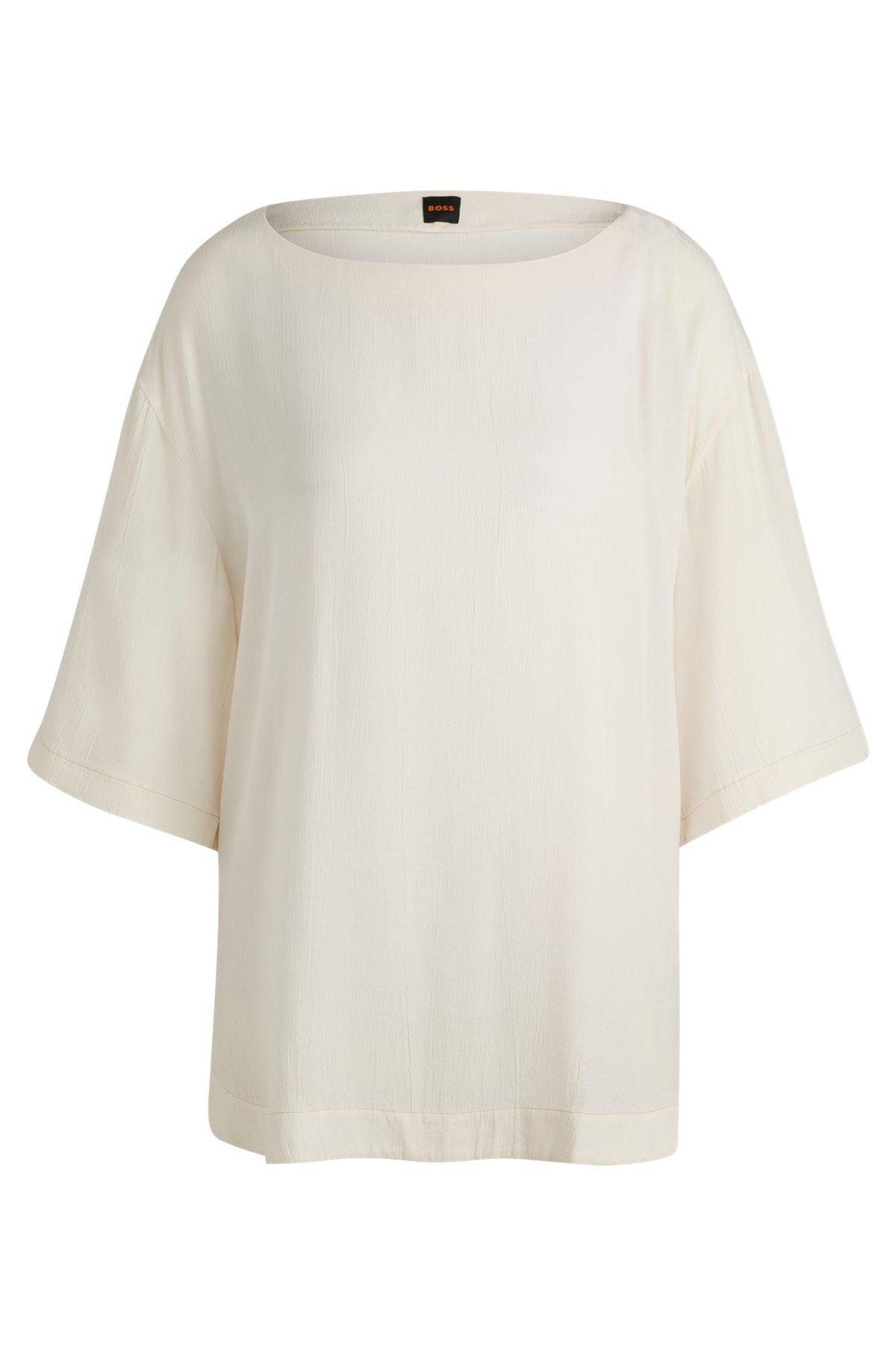 Relaxed-fit blouse with contrast stitching Product Image