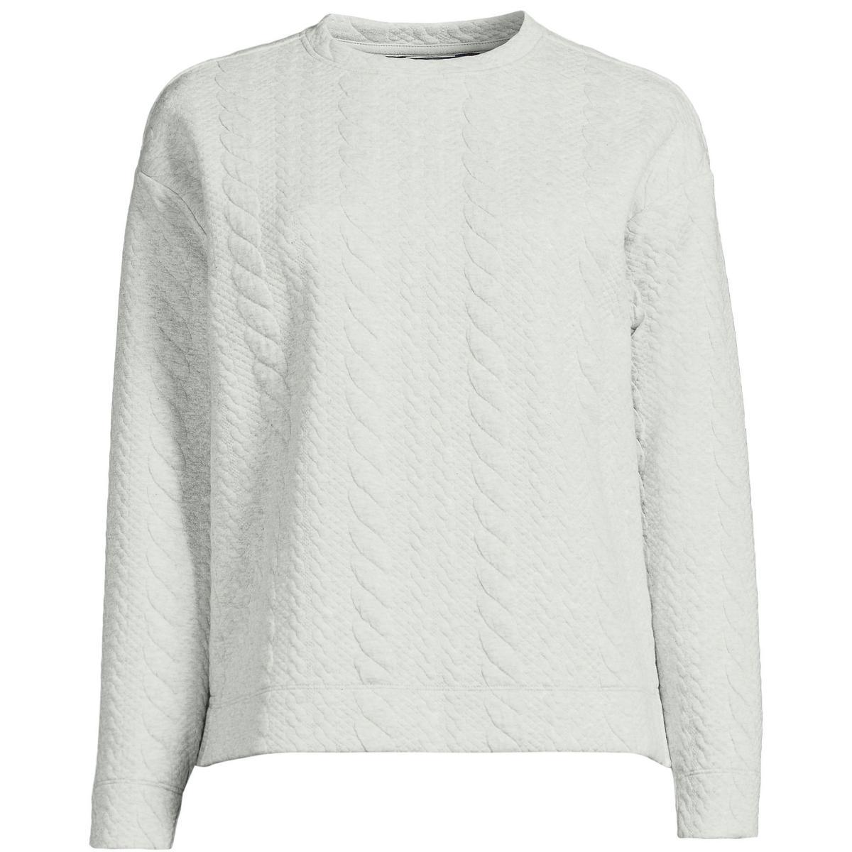 Women's Lands' End Quilted Cable Sweatshirt, Size: XL, Fresh Ivory Product Image
