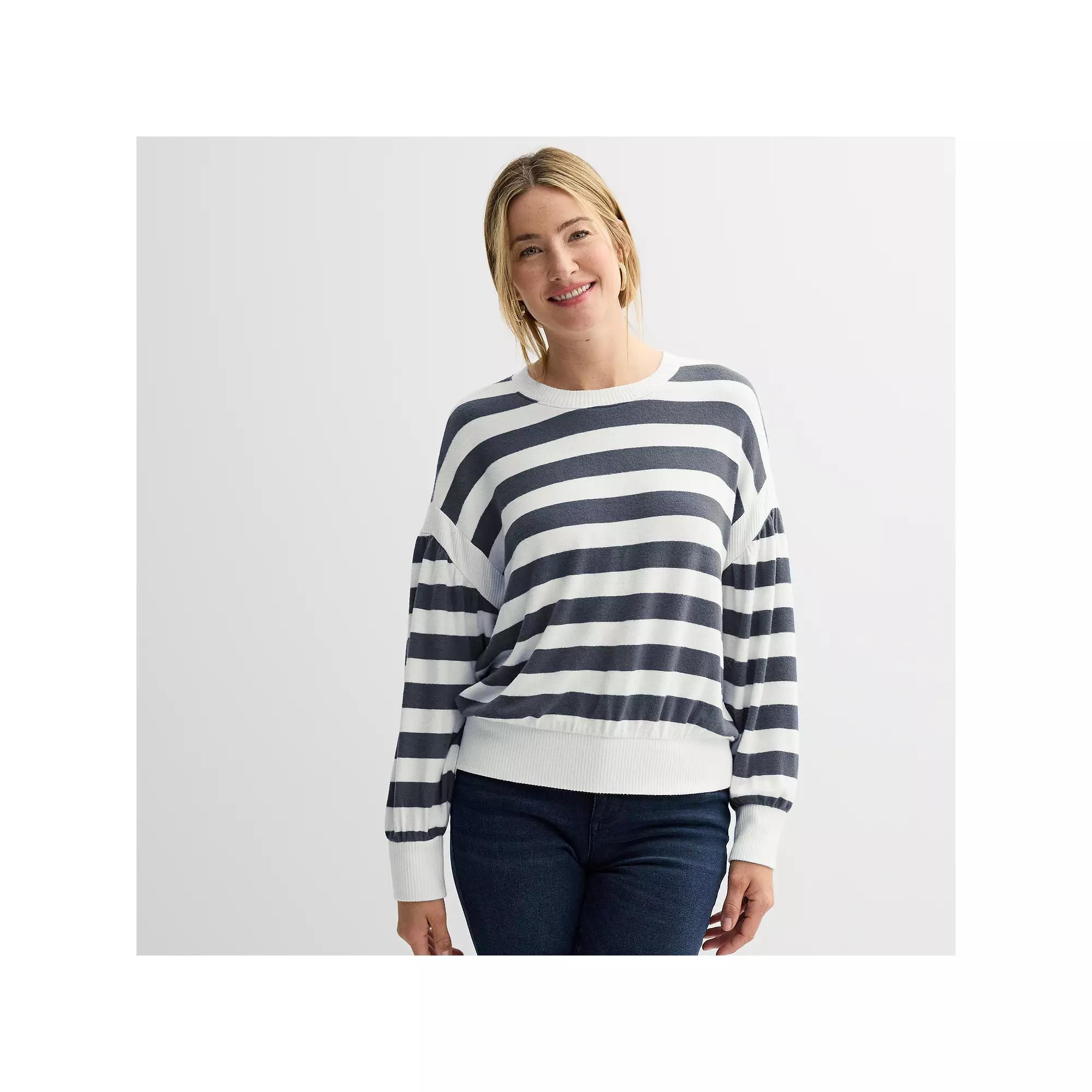 Women's Sonoma Goods For Life® Striped Cozy Pullover, Size: XS, Pink Tan Stripe Product Image