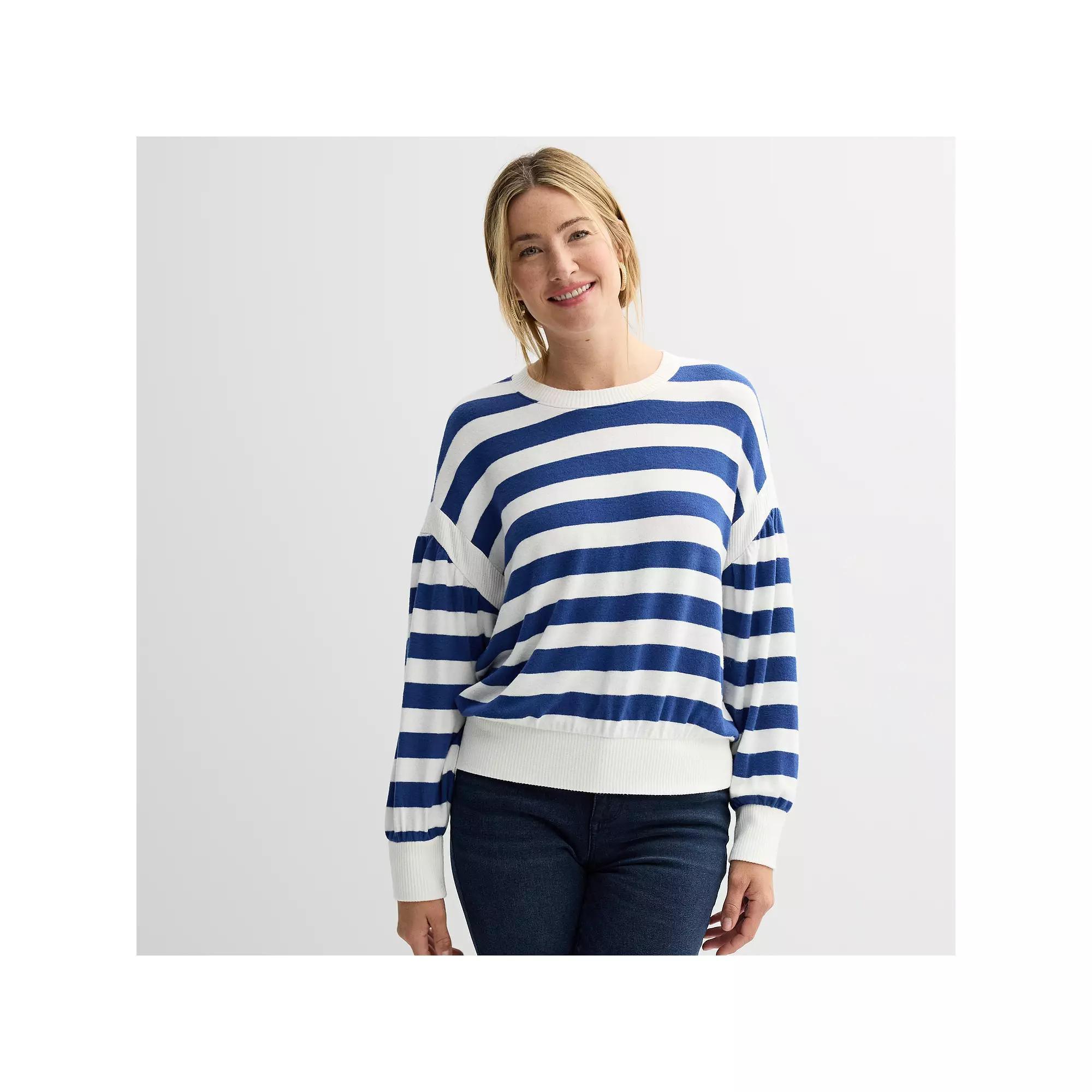 Women's Sonoma Goods For Life® Striped Cozy Pullover, Size: XS, Pink Tan Stripe Product Image