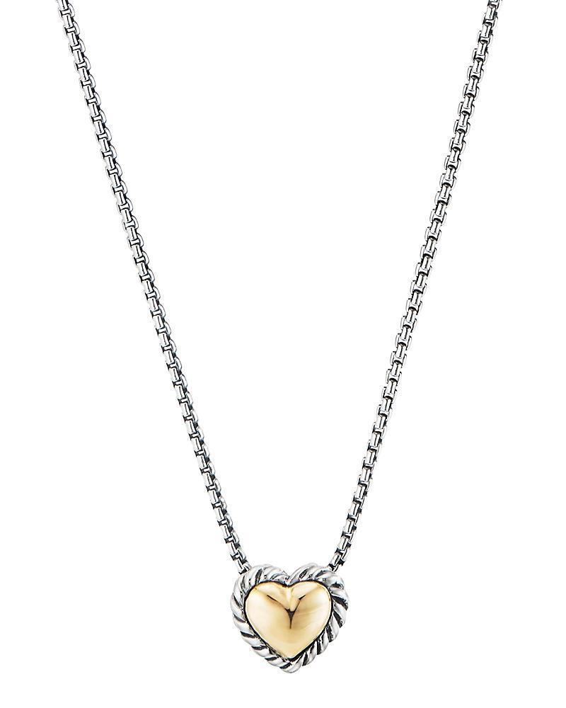 David Yurman Sterling Silver Cable Cookie Classic Heart Necklace with 18K Yellow Gold Product Image
