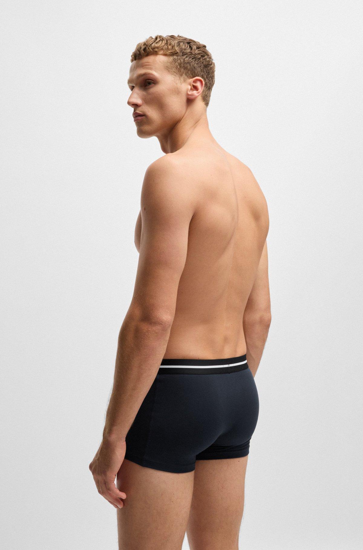 BOSS - Three-pack of stretch-cotton trunks with logo waistbands - Patterned Product Image