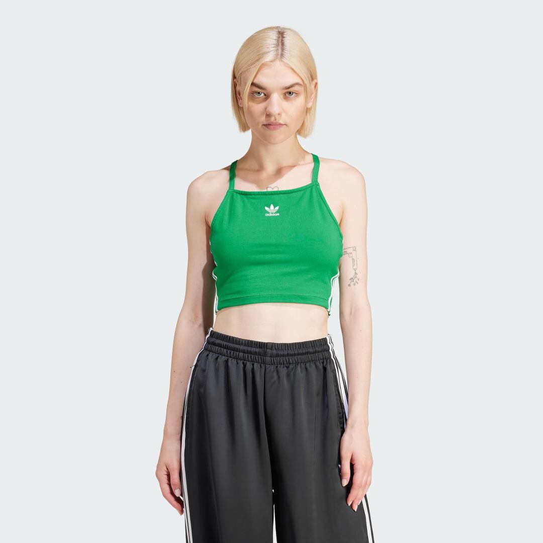adidas Adicolor 3-Stripes Crop Top Eqt Orange L Womens Product Image