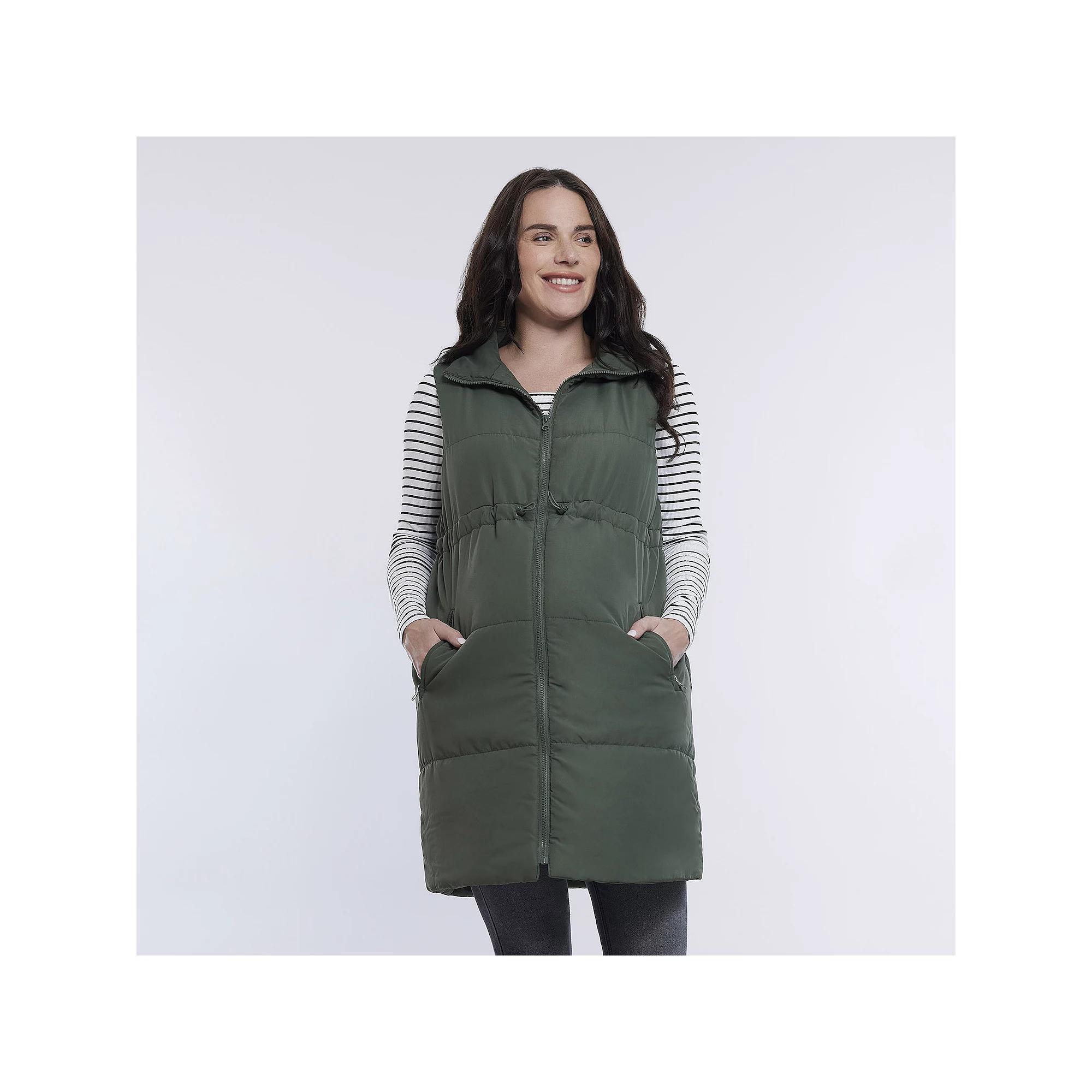 Maternity Motherhood® Long Puffer Vest, Women's, Size: Large-Mat, Green Product Image