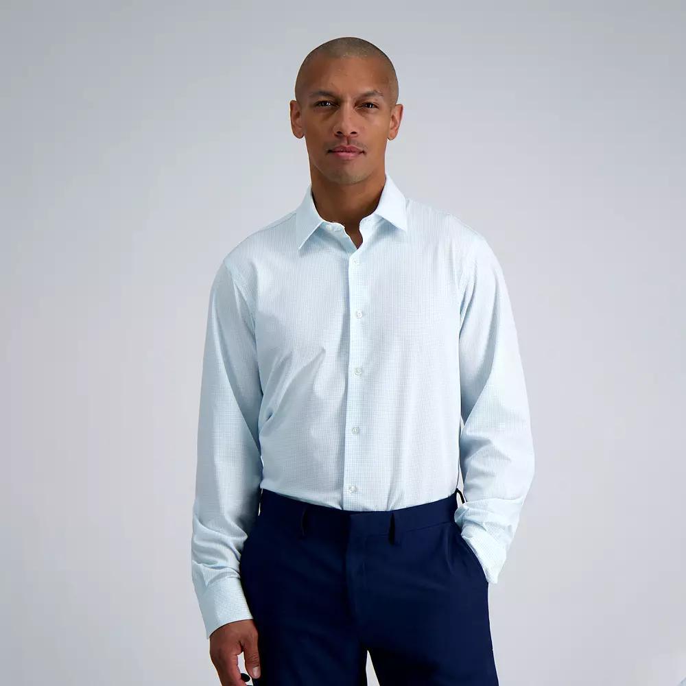 Men's Haggar® Smart Wash® Slim Fit Wrinkle Free Dress Shirt, Size: 17.5-34/35, Blue Graph Check Product Image