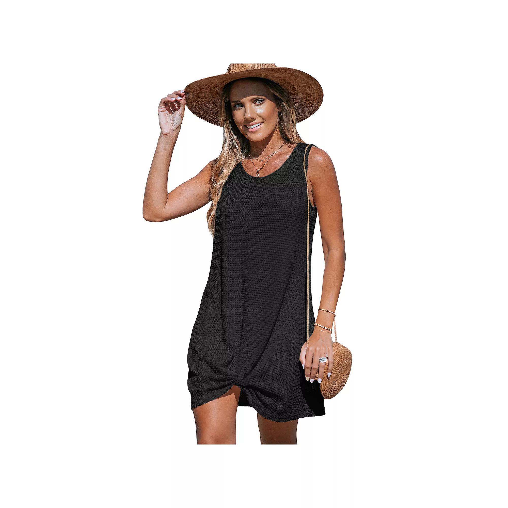 Women's Cupshe Black Sleeveless Twisted Hem Mini Cover-Up, Size: Small Product Image