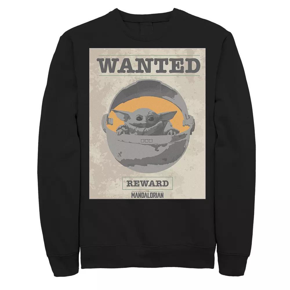 Men's Star Wars The Mandalorian The Child Wanted Poster Sweatshirt, Size: XL, Black Product Image