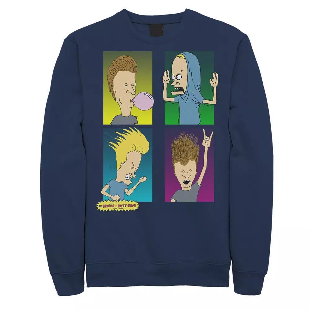 Men's Beavis and Butthead Four Square Sweatshirt, Size: Medium, Blue Product Image
