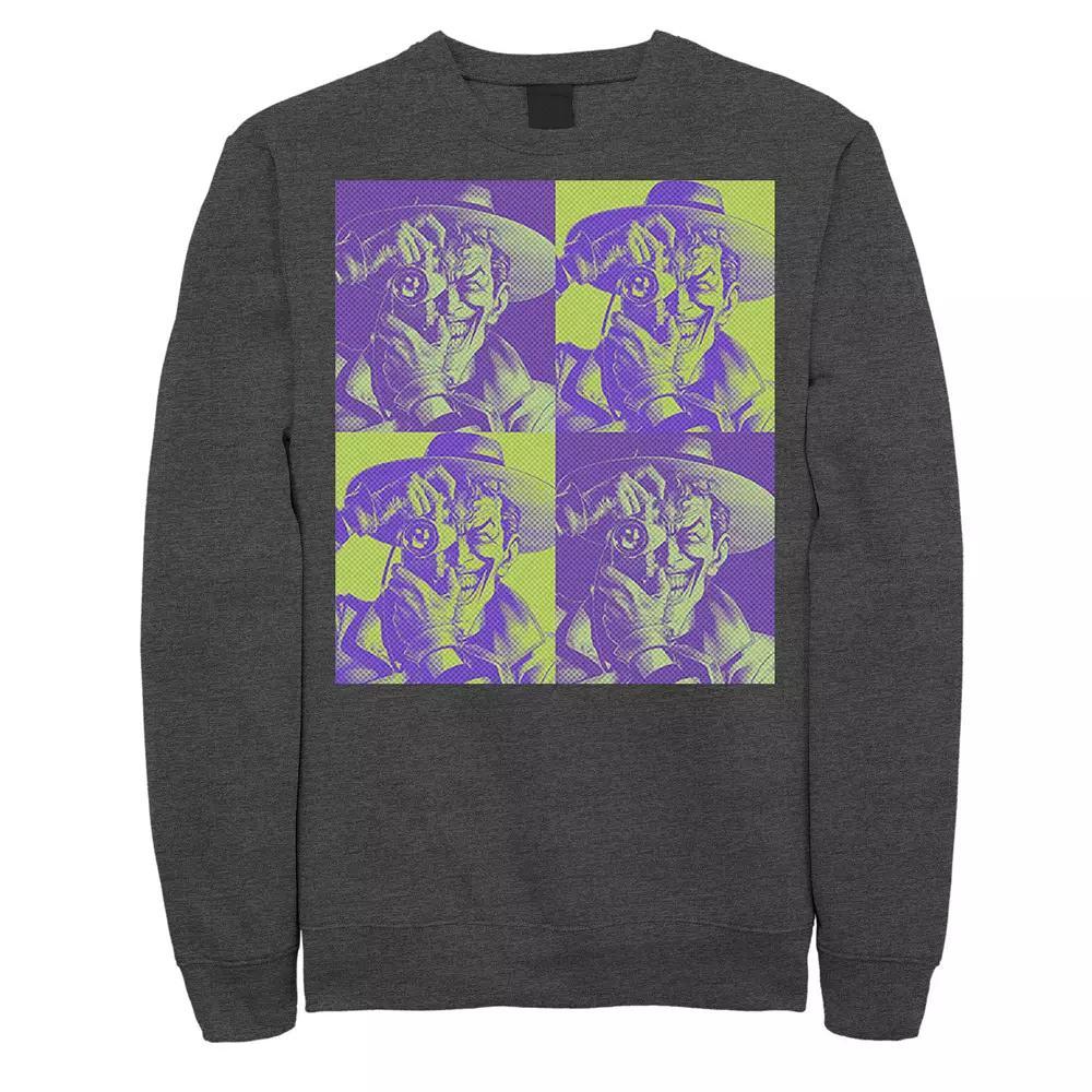 Men's DC Batman The Joker Halftone Popart Sweatshirt, Size: Medium, Athletic Grey Product Image