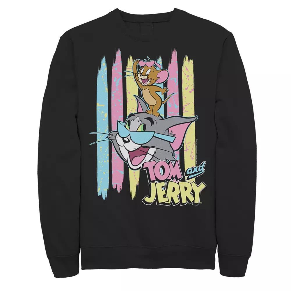 Men's Tom And Jerry 90's Theme Background Sweatshirt, Size: Large, Black Product Image