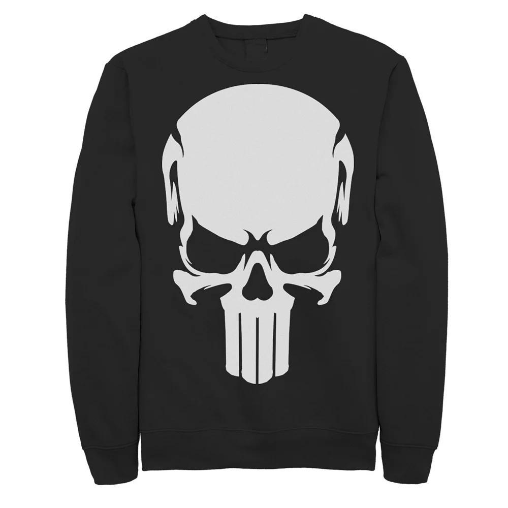 Men's Marvel Punisher All White Skull Logo Sweatshirt, Size: Medium, Black Product Image