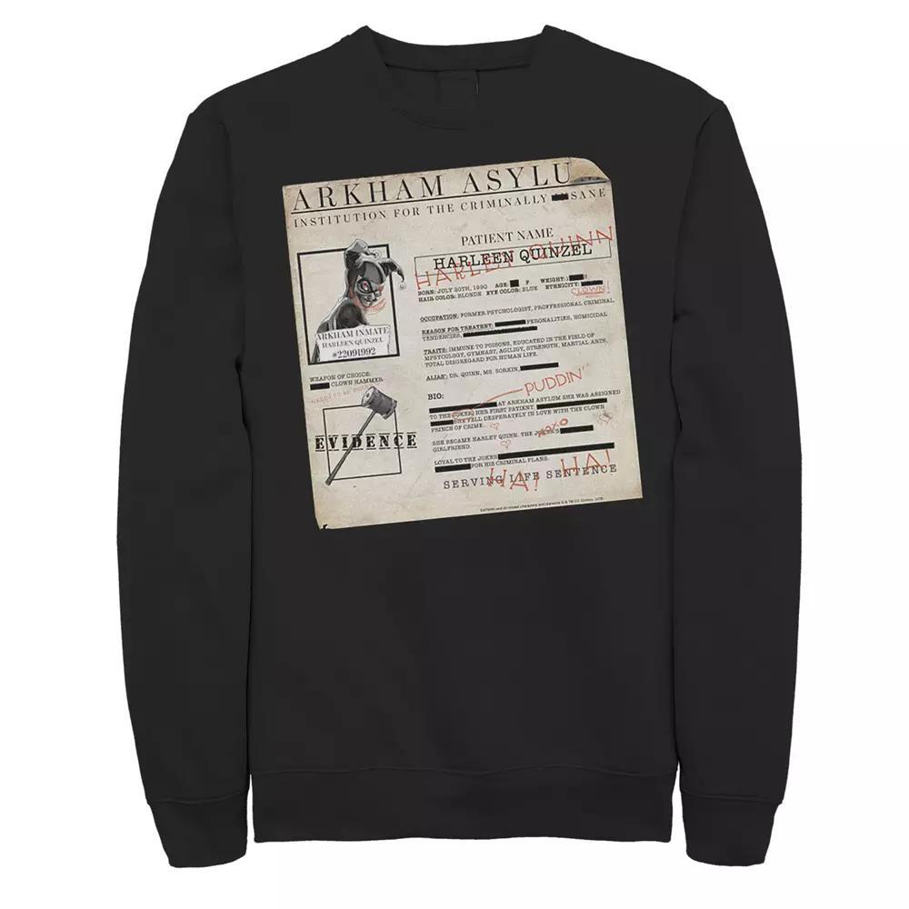 Men's Batman Harley Quinn Akham Asylum Records Sweatshirt, Size: XXL, Athletic Grey Product Image