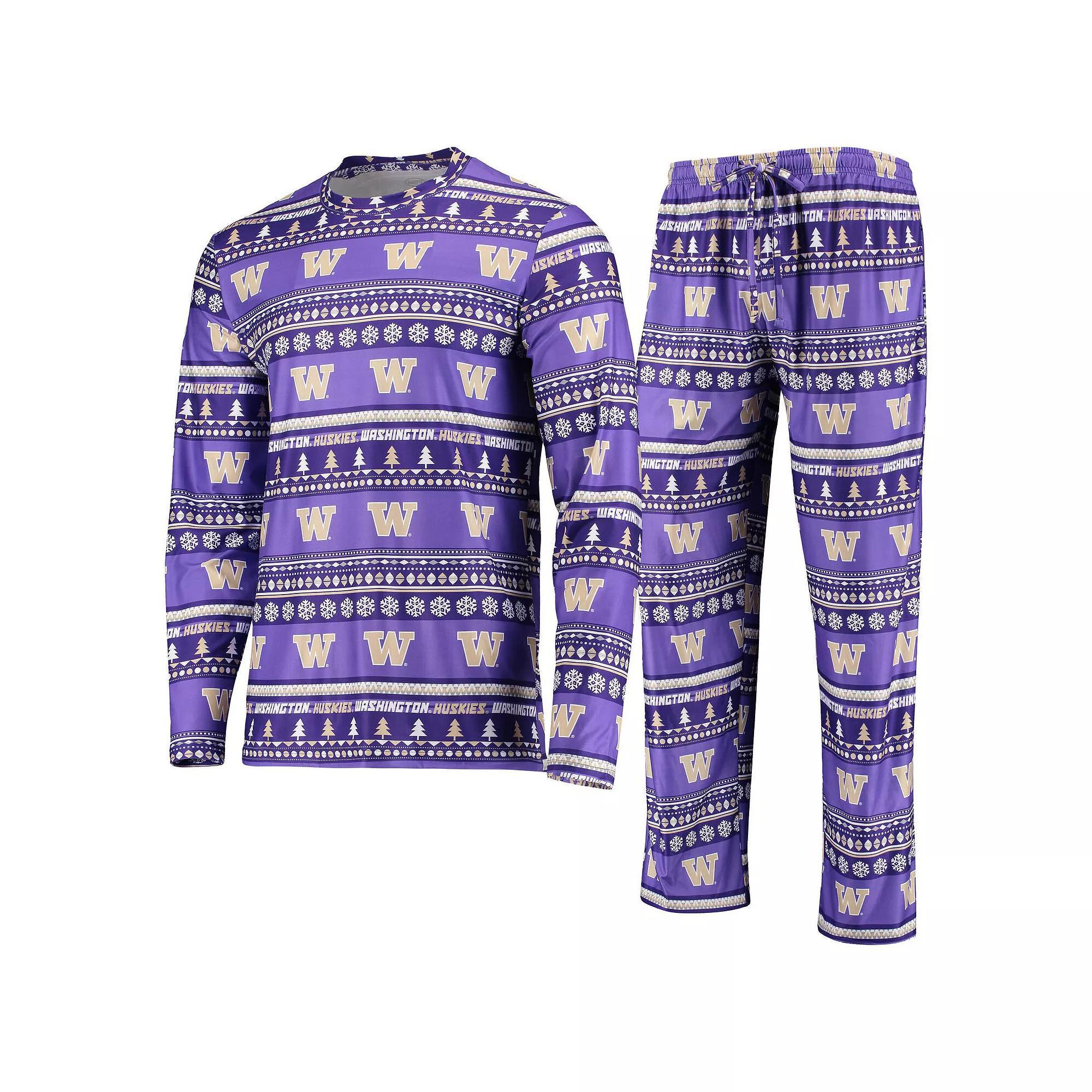 Mens Concepts Sport Washington Huskies Ugly Sweater Long Sleeve T-Shirt and Pants Sleep Set Product Image