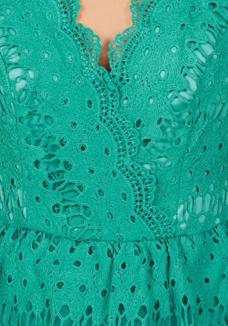 Stately Satisfaction Lace Dress in Jade Product Image