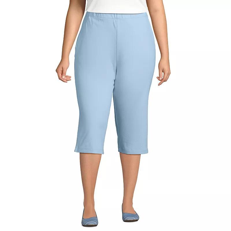 Plus Size Lands End Sport High Waist Pull-On Capri Pants, Womens Product Image