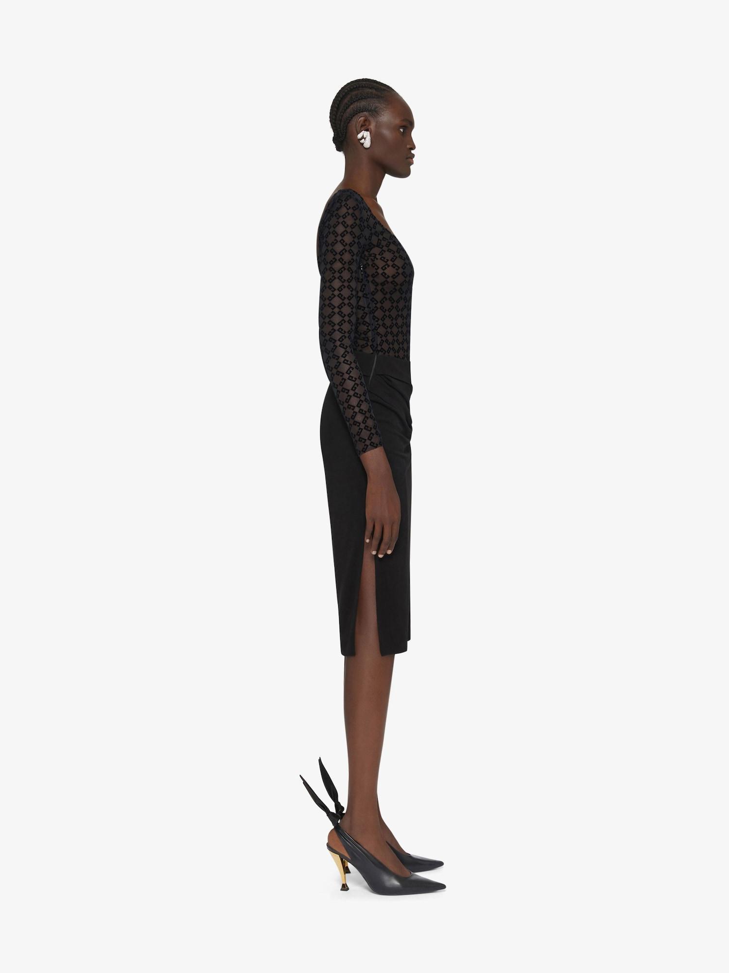 Draped dress in jersey and monogram 72 tulle Product Image