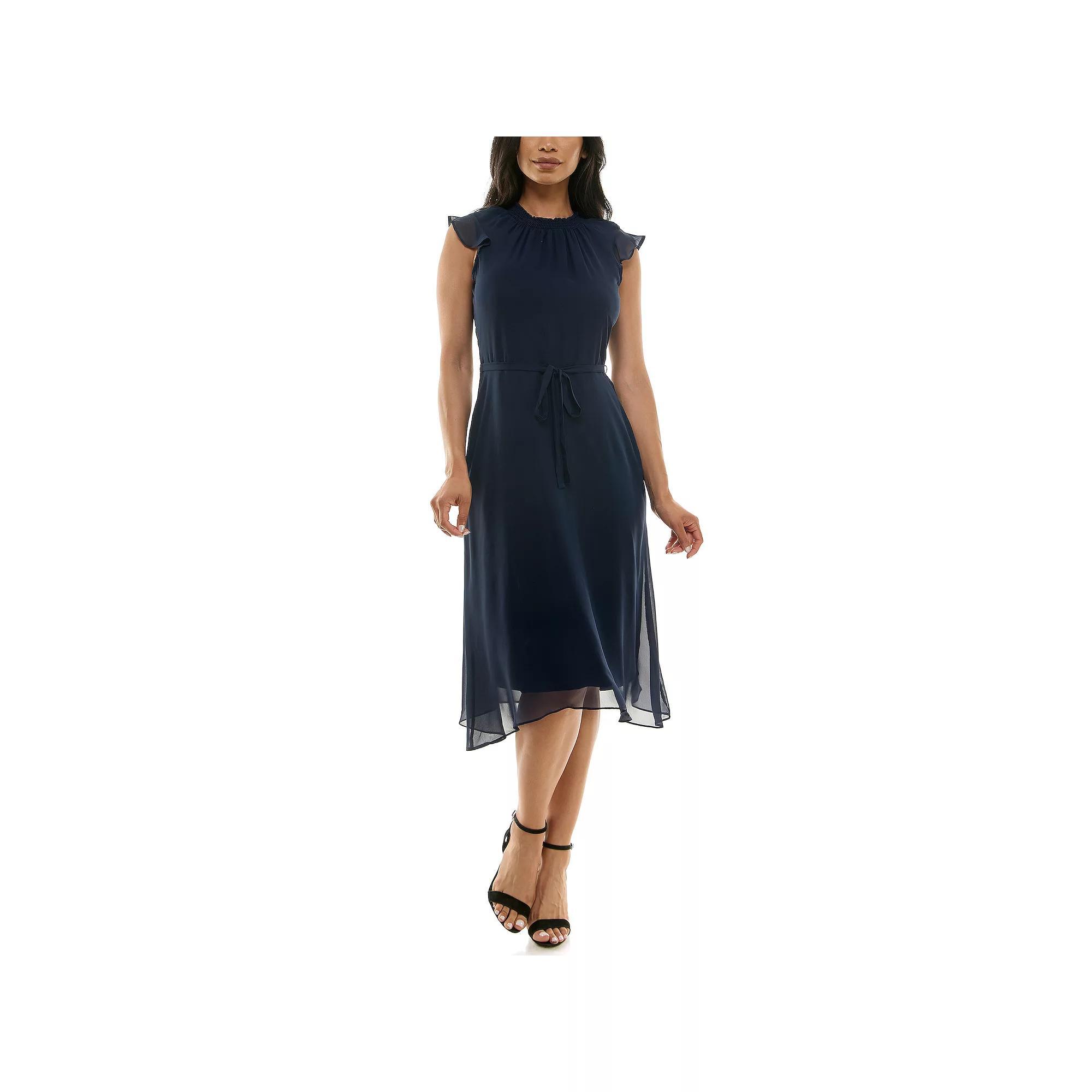Women's Nina Leonard Mockneck Chiffon Dress, Size: Small, Green Product Image