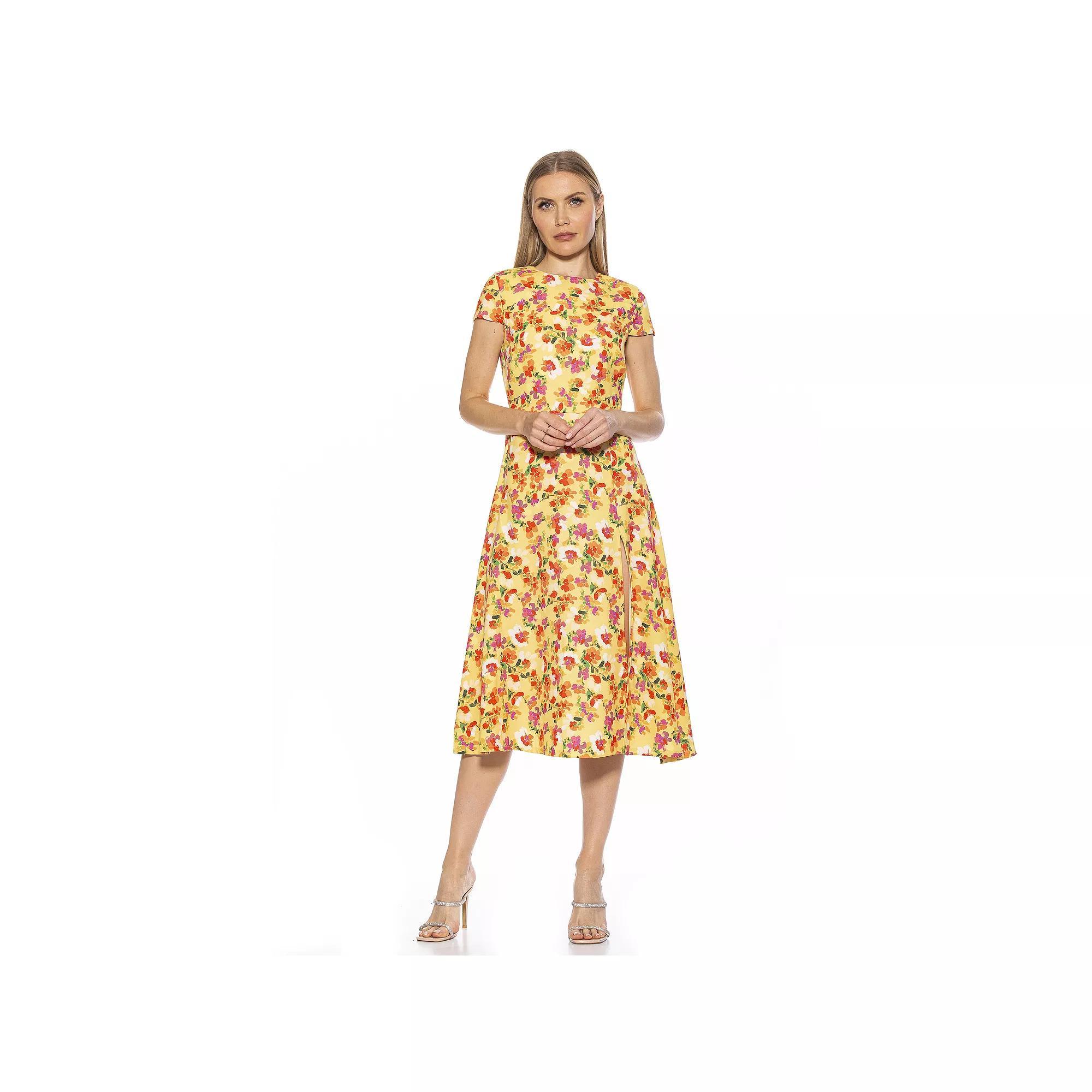 Women's ALEXIA ADMOR Lily High-Slit Midi Dress, Size: 8, Floral Party Product Image
