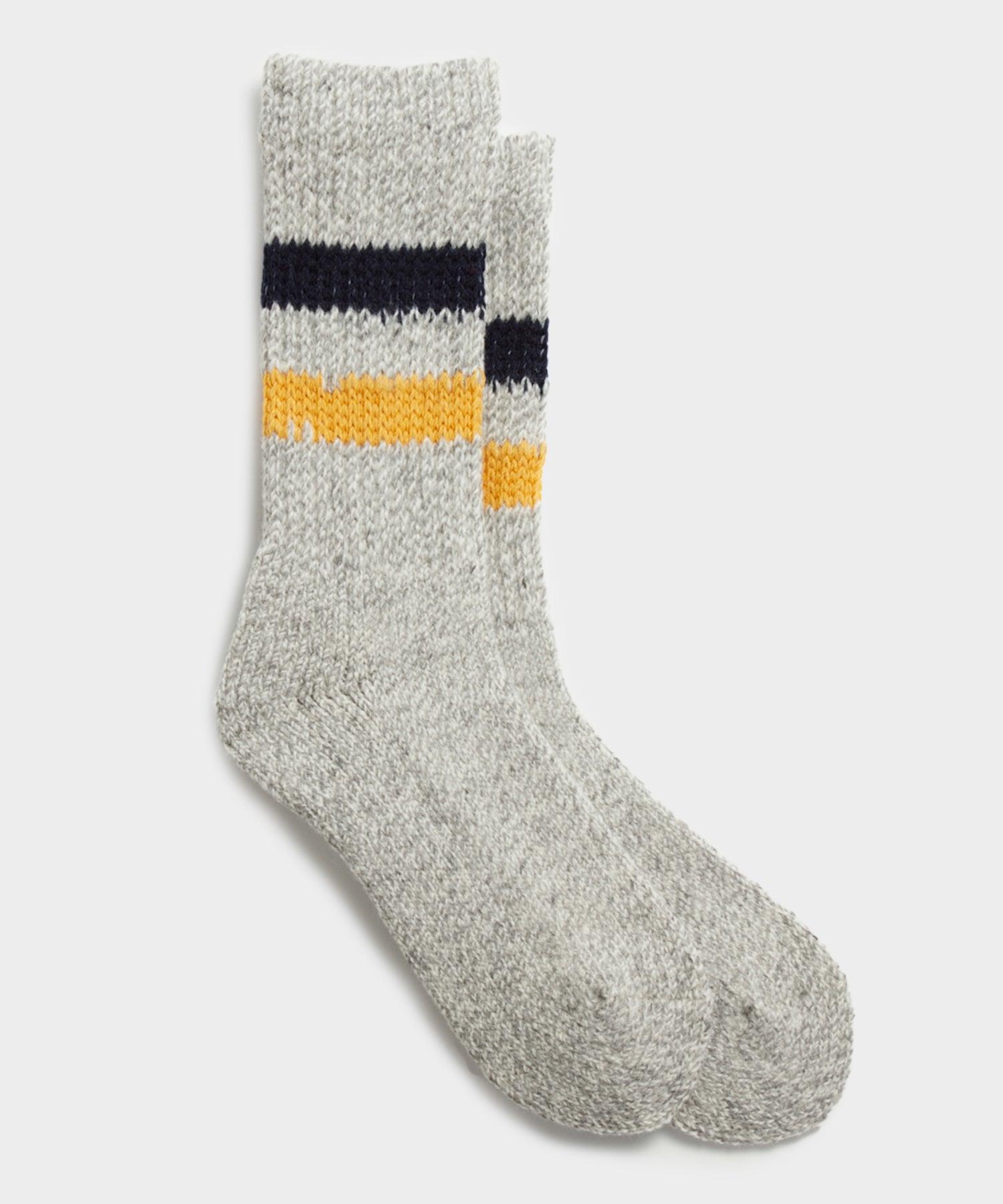 RoToTo Retro Winter Outdoor Sock in Burgundy + Yellow Stripe Product Image