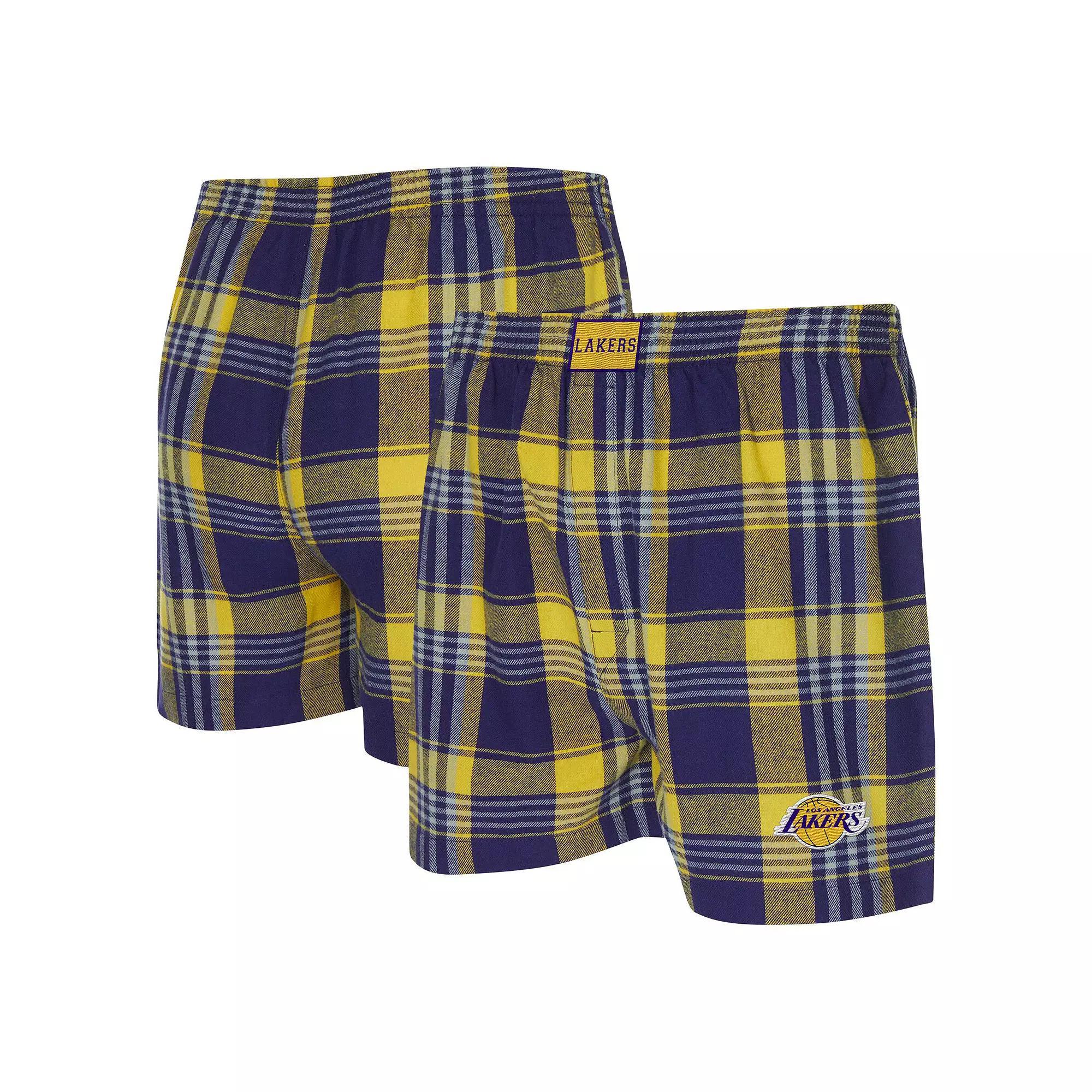 Men's Concepts Sport Purple Los Angeles Lakers Region Flannel Boxer Short, Size: Medium Product Image