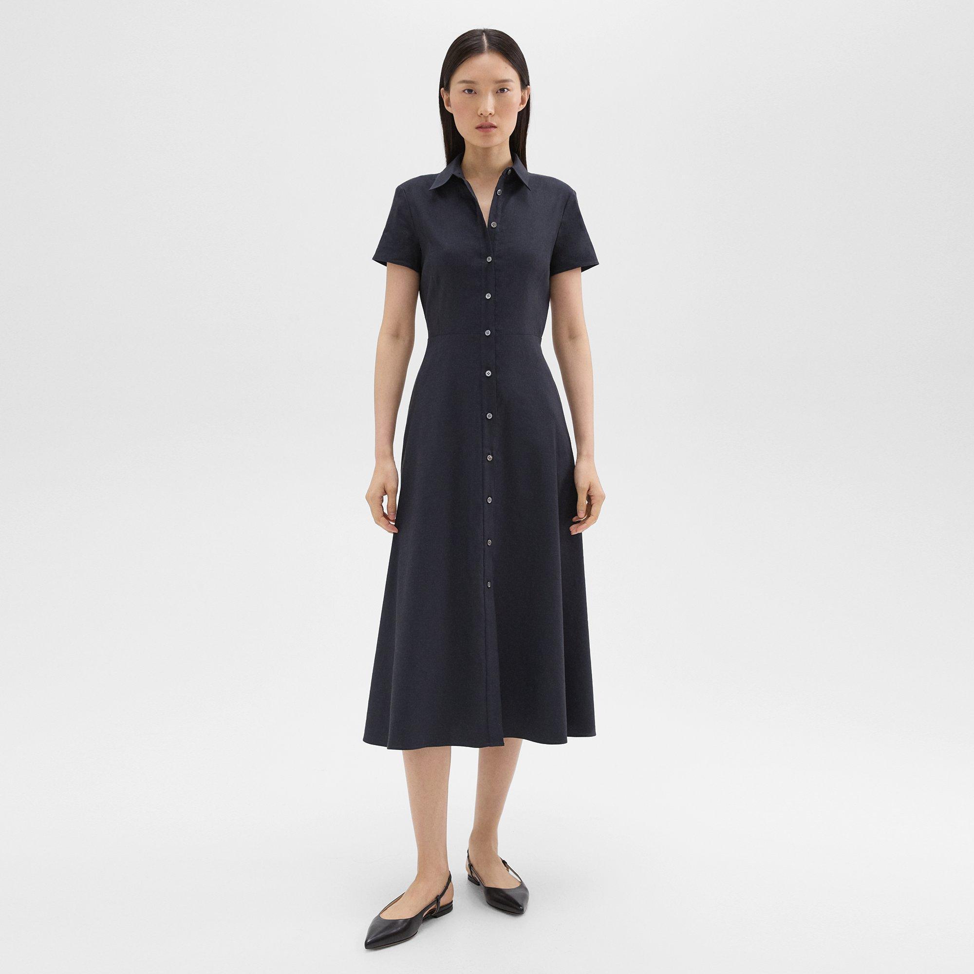 Good Linen Midi Shirt Dress | Theory Product Image