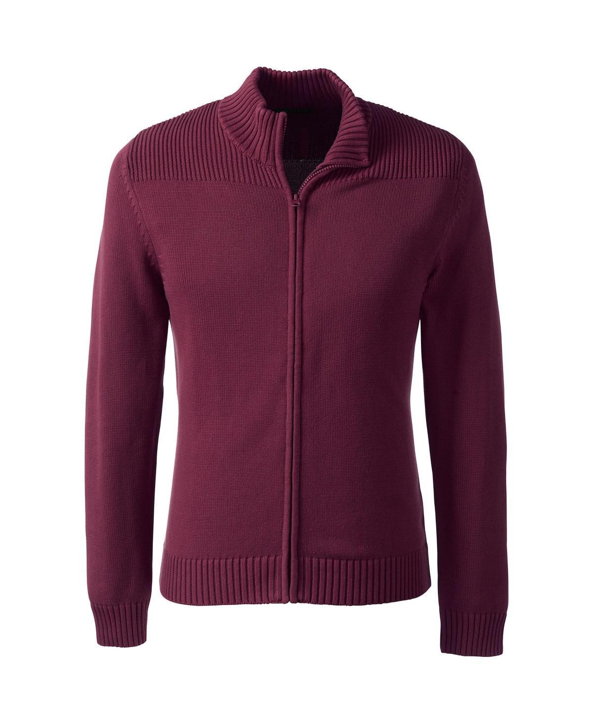 Mens Lands End School Uniform Zip-Front Cardigan Sweater Classic Blue Product Image