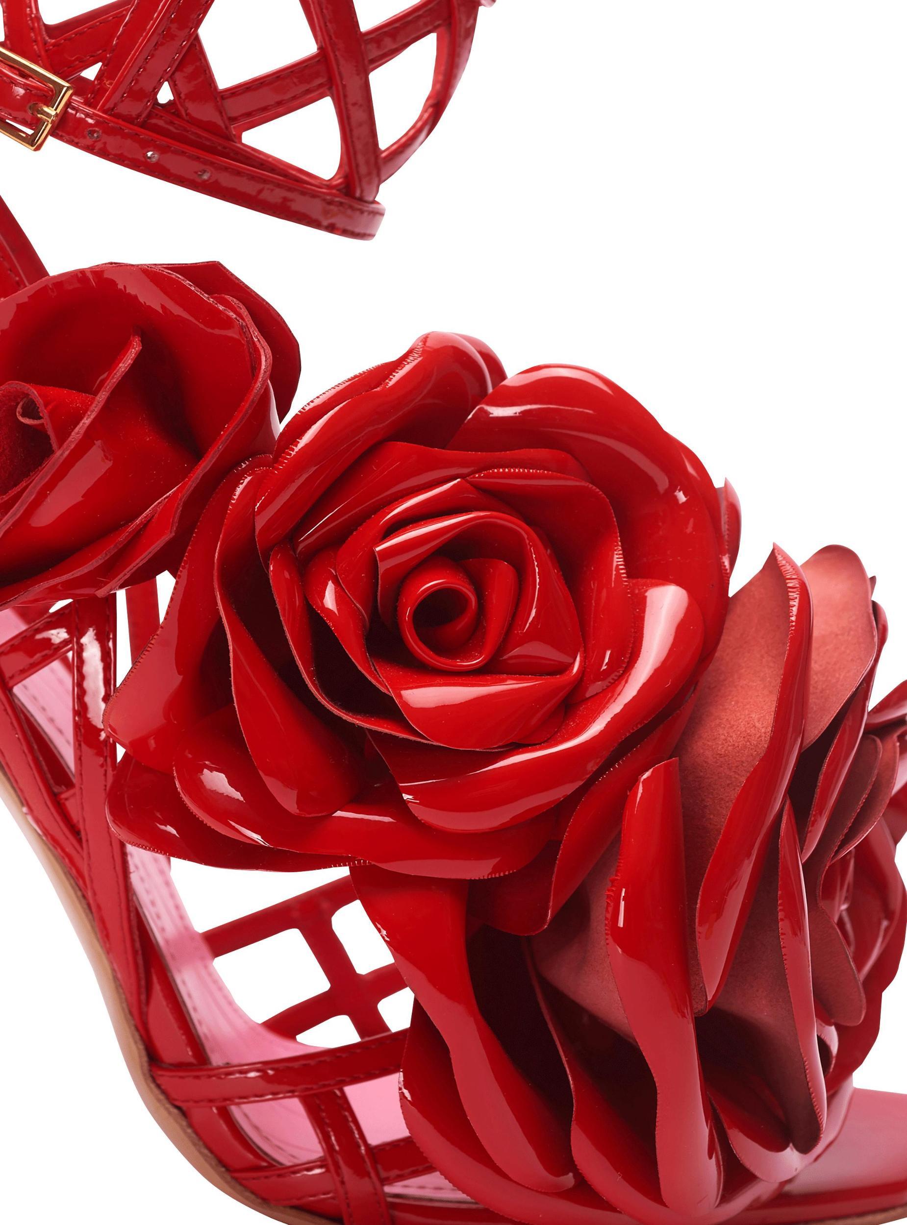 Patent leather Eden sandals with flowers Product Image