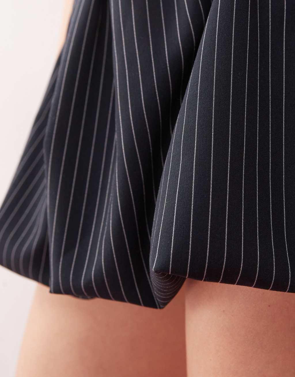 COLLUSION micro mini puff ball skirt in pinstripe - part of a set Product Image