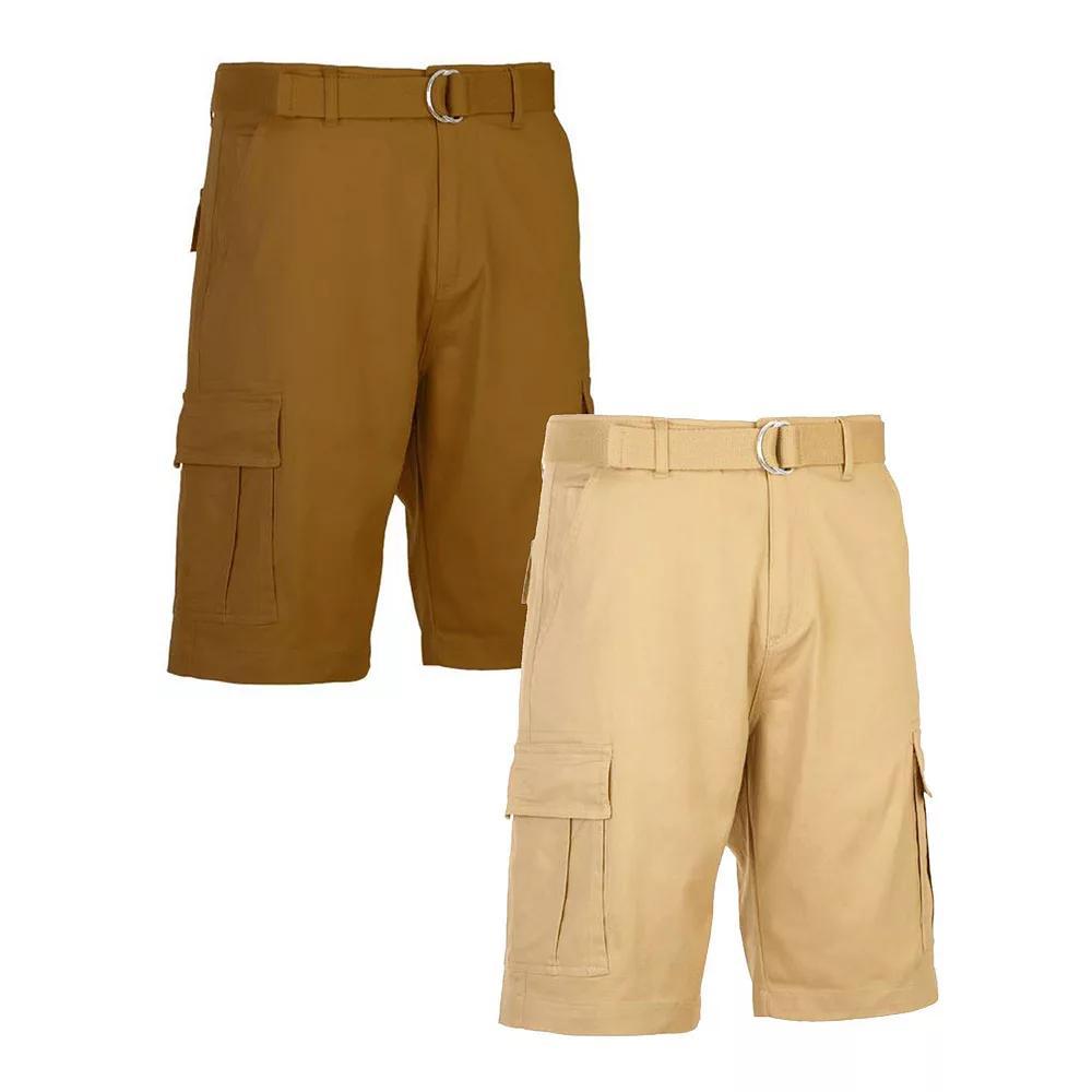 Men's Blu Rock 11.5" Men's Slim Fit Stretch Belted Cargo Shorts 2-Pack, Size: 30, Timber Green Product Image