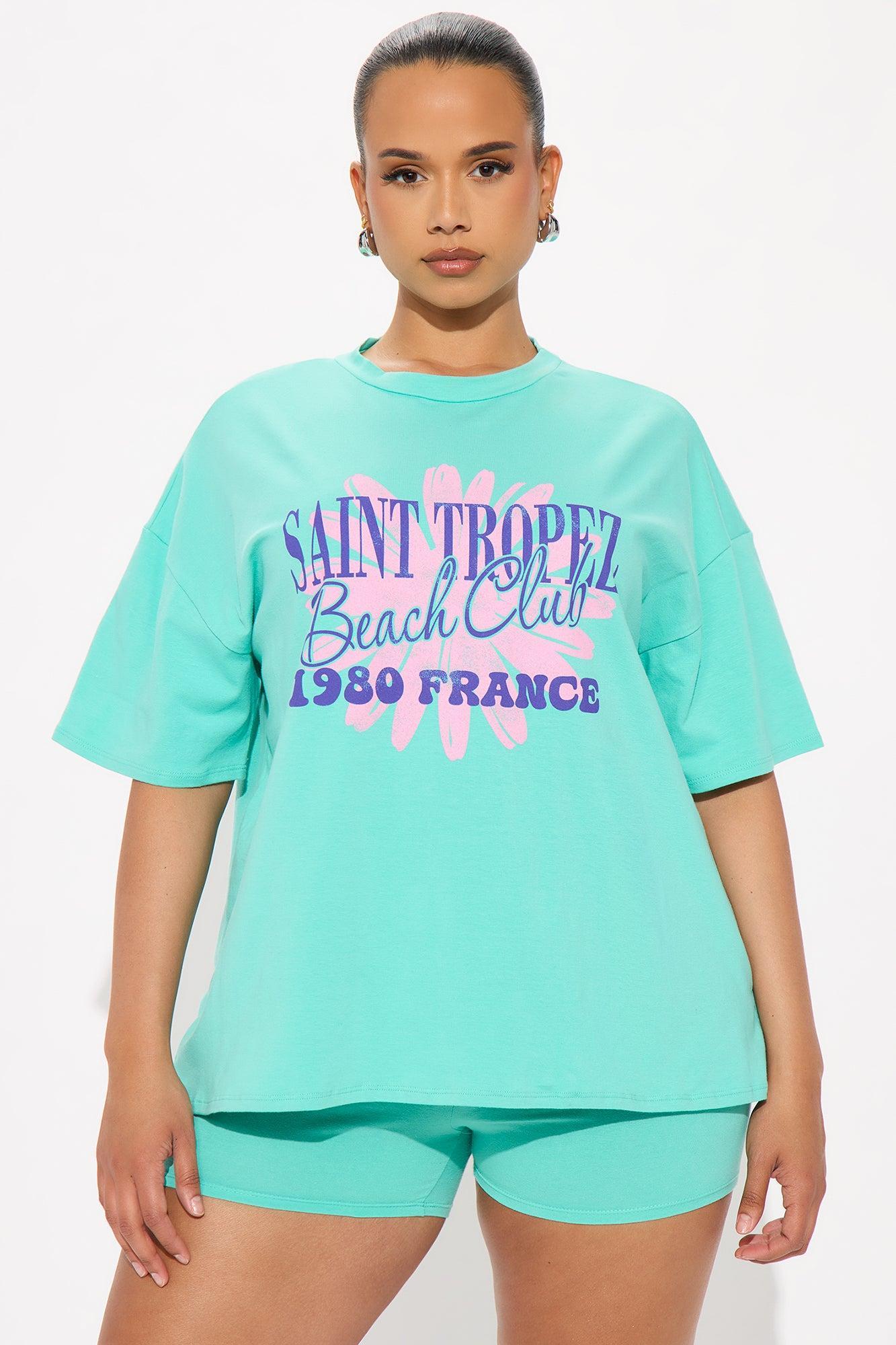 St. Tropez Beach Club Oversize  Short Set - Mint Product Image