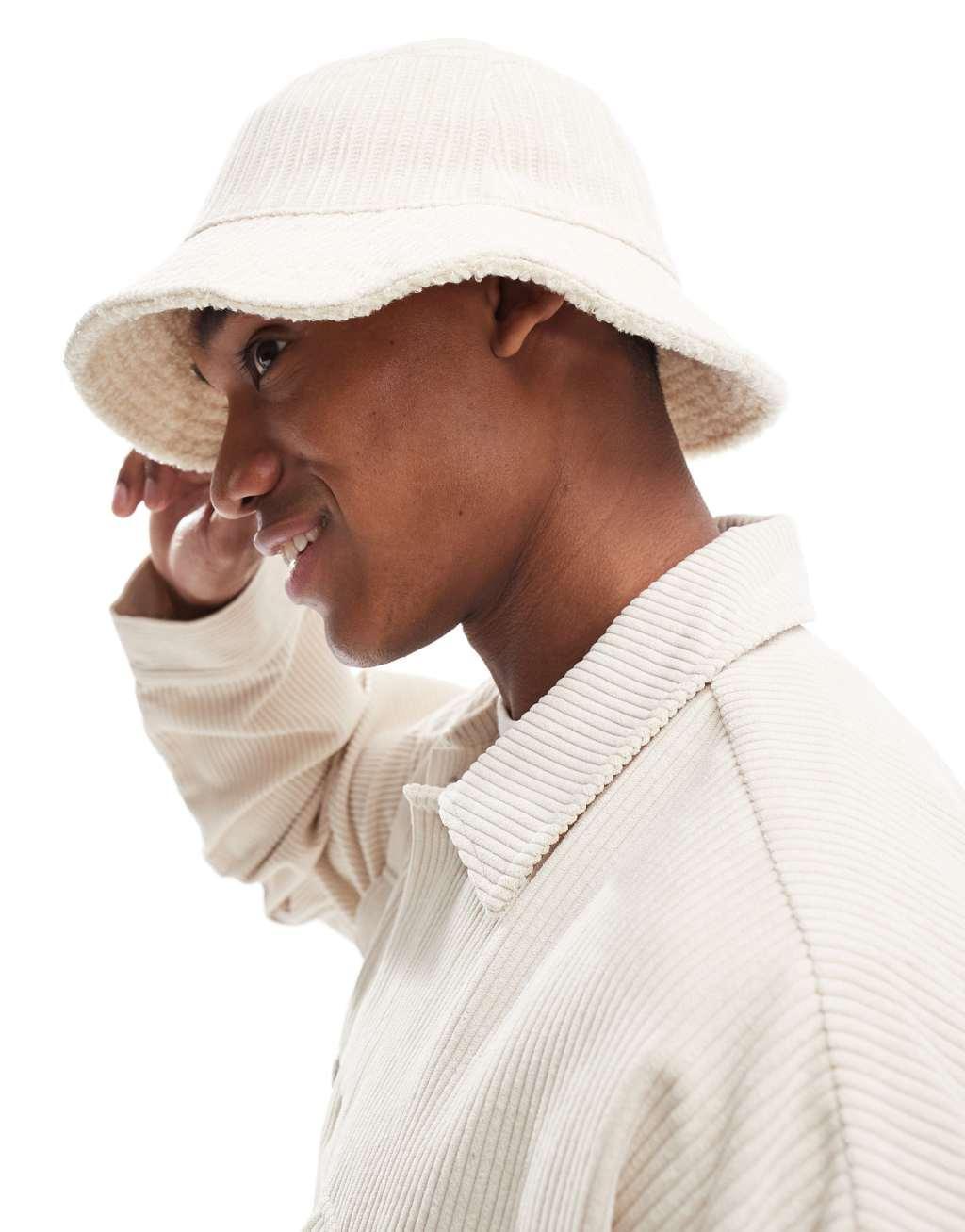 ONLY & SONS cord bucket hat in stone Product Image