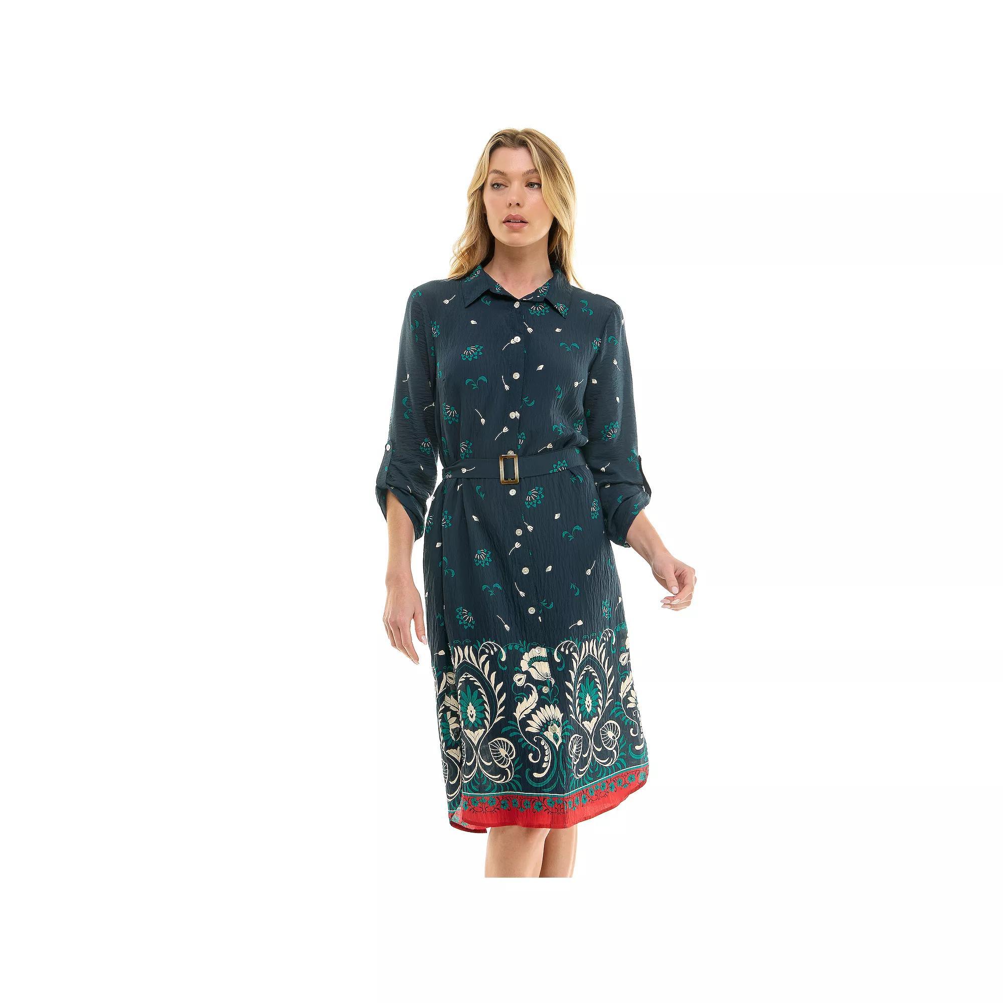 Women's Figueroa & Flower Button Front Shirt Dress, Size: Medium, Black Product Image