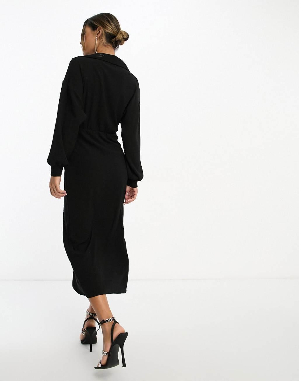 ASOS DESIGN textured collared wrap midi dress Product Image