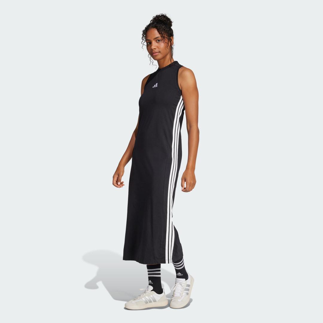 Women's adidas 3-Stripes Long Racerback Sportswear Dress, Size: XS, Clear Pink White Product Image