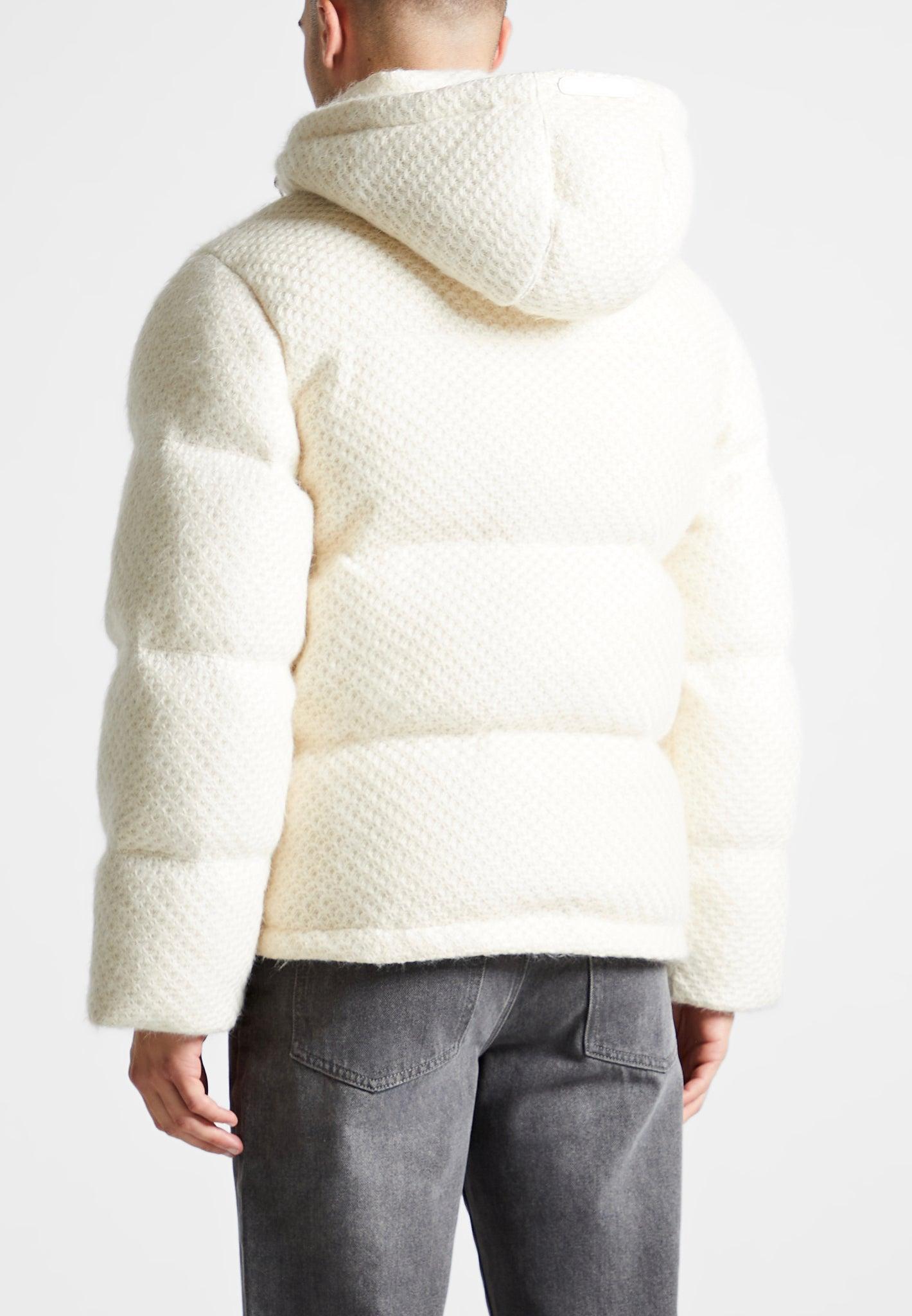 Textured Knit Puffer Jacket - Cream Male Product Image