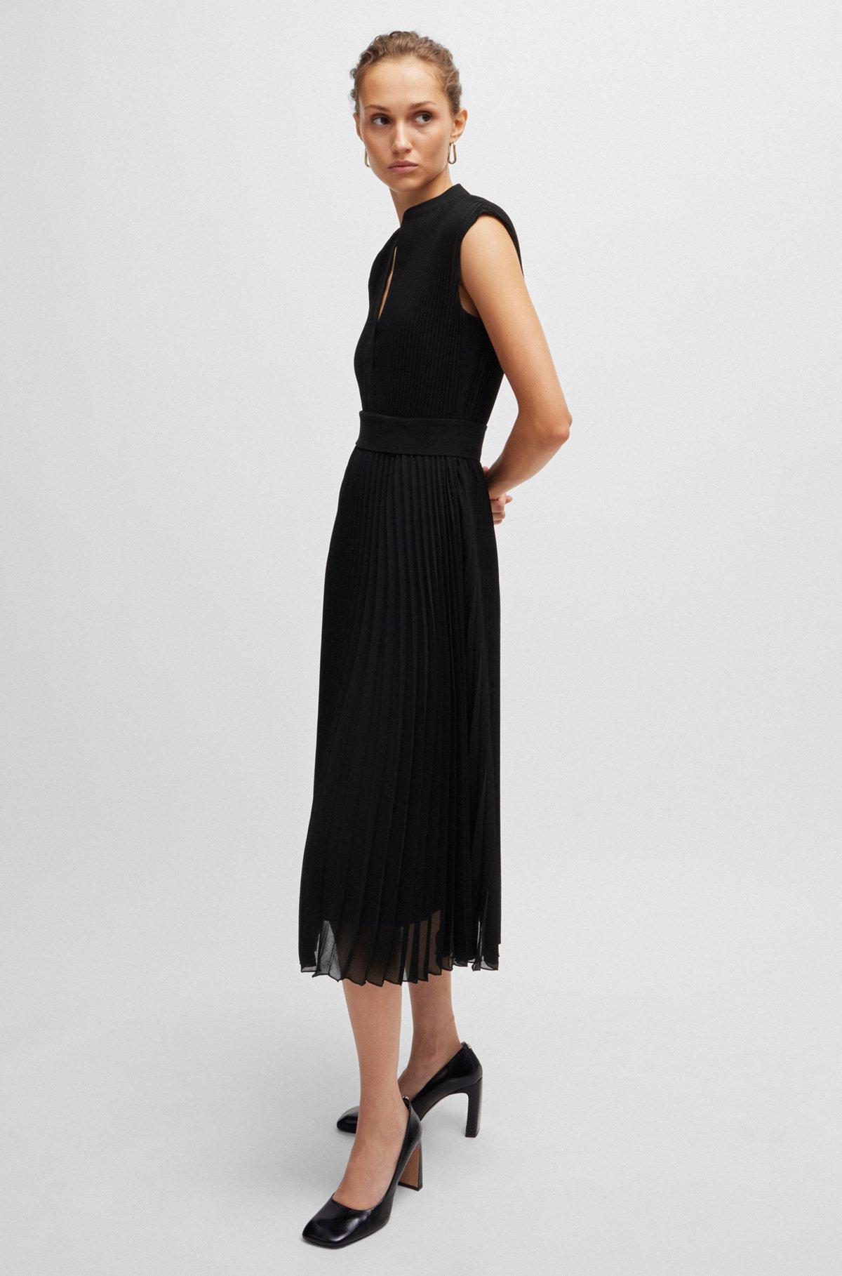 Plissé-crepe dress with notch neckline Product Image